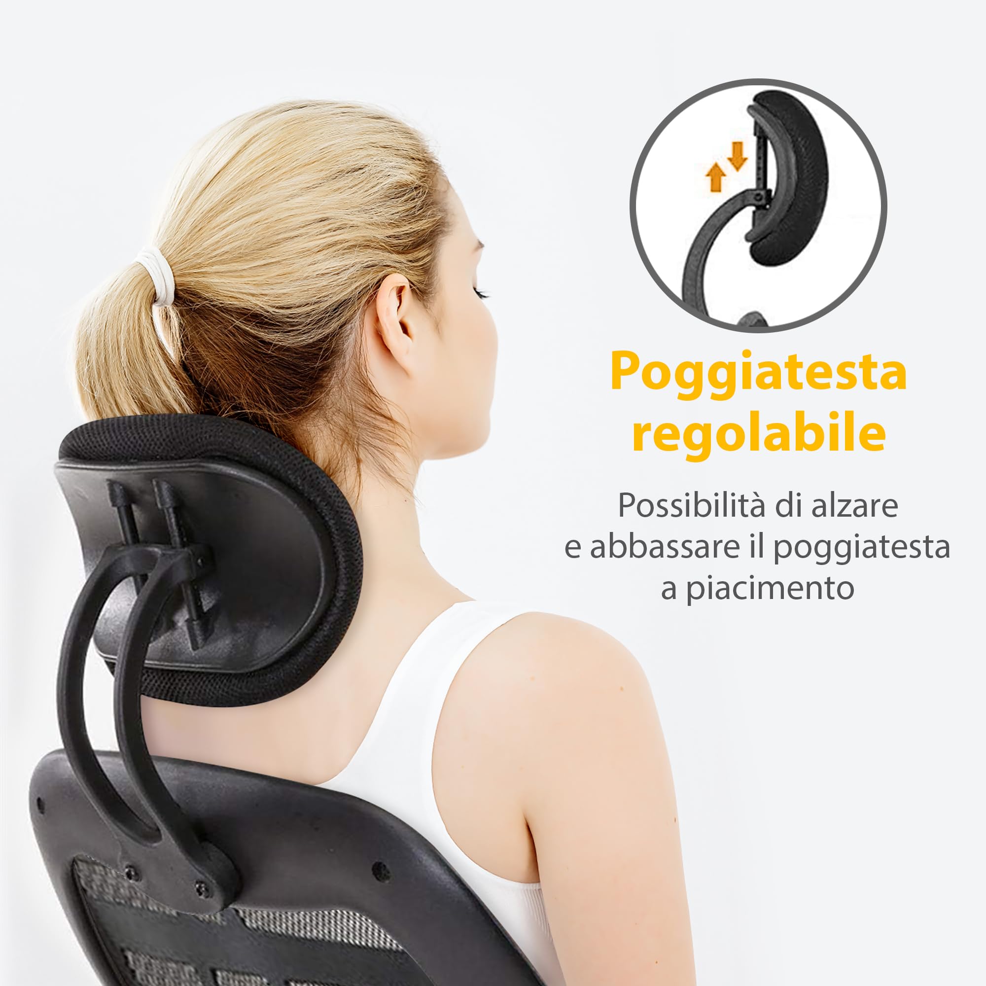 IlGruppone Sedia Direzionale Da Ufficio Schienale In Rete Regolabile In Altezza,Girevole Inclinazione Ad Ondeggiamento Pistone Gas Traspirante,Supporto Lombare Poggiatesta Elegante Ergonomica,
