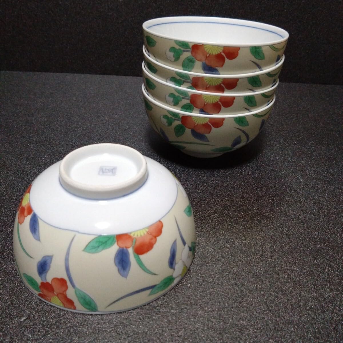 清水焼き 蓋茶碗 蓋付き碗 飯碗 茶碗 色絵 五客 和食器 【京焼・清水焼 清水焼き 蓋茶碗 蓋付き碗 飯碗 茶碗 色絵 五客 和食器 【京焼・清水焼