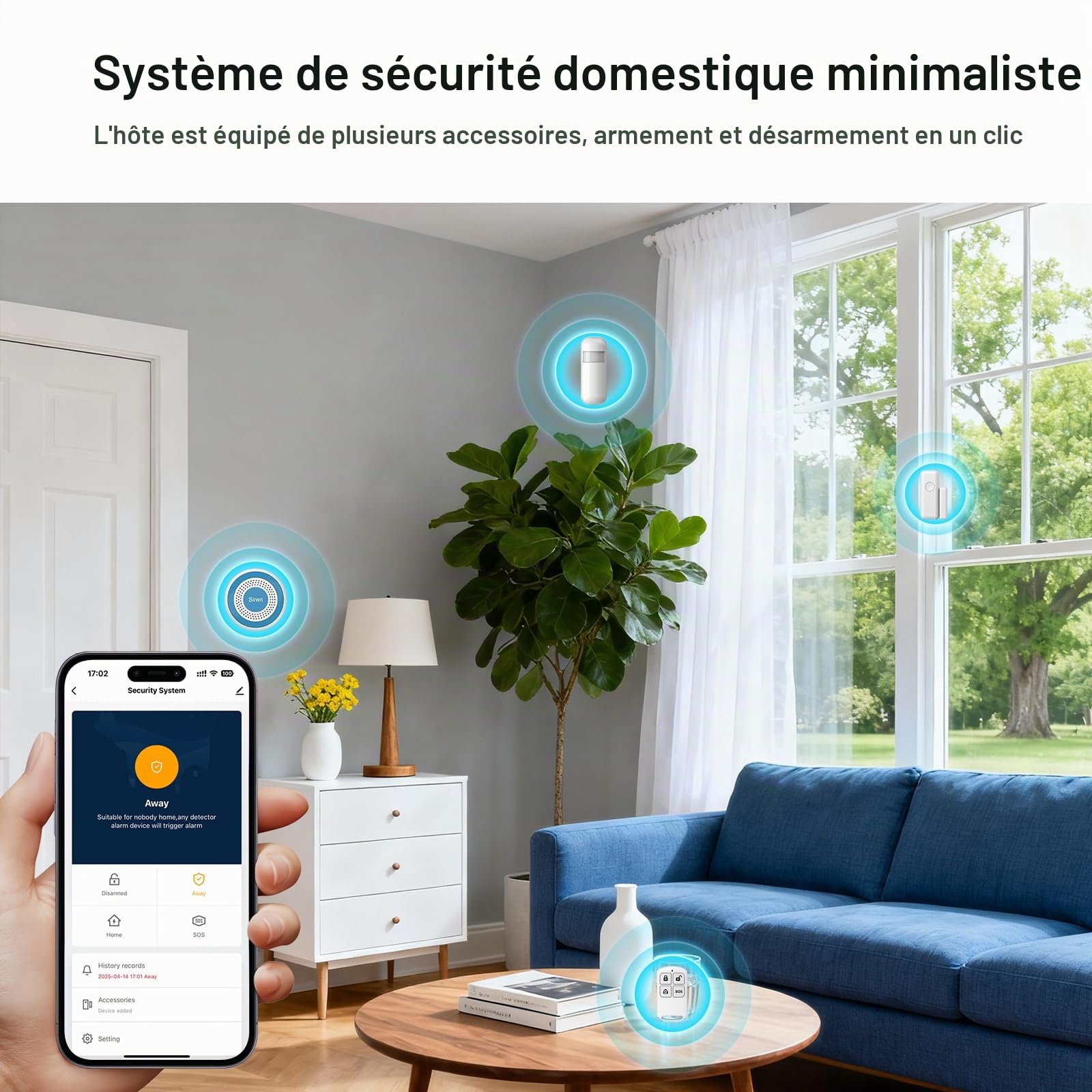 PGST Système d'alarme Domestique sans Fil avec alertes instantanées Via l'application Tuya,Kits d'alarme Extensibles DIY pour Portes et détecteurs de Mouvement pour Appartement,Garage (A519W-EU-D)