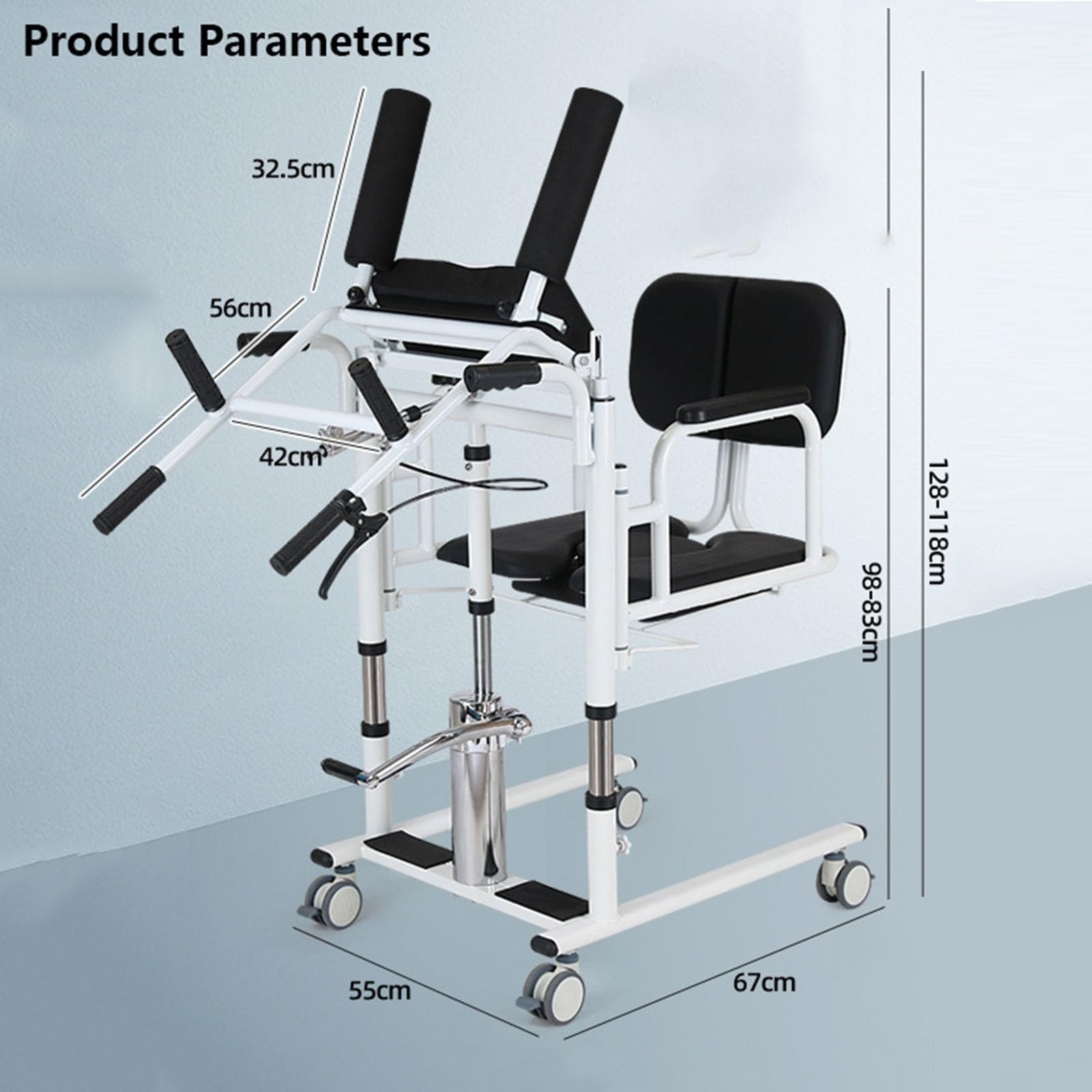 Exoesqueleto - Silla de desplazamiento multifuncional, silla de transferencia de elevación de pacientes para personas mayores y discapacitados, elevación hidráulica y bajada de la grúa de viaje ayuda