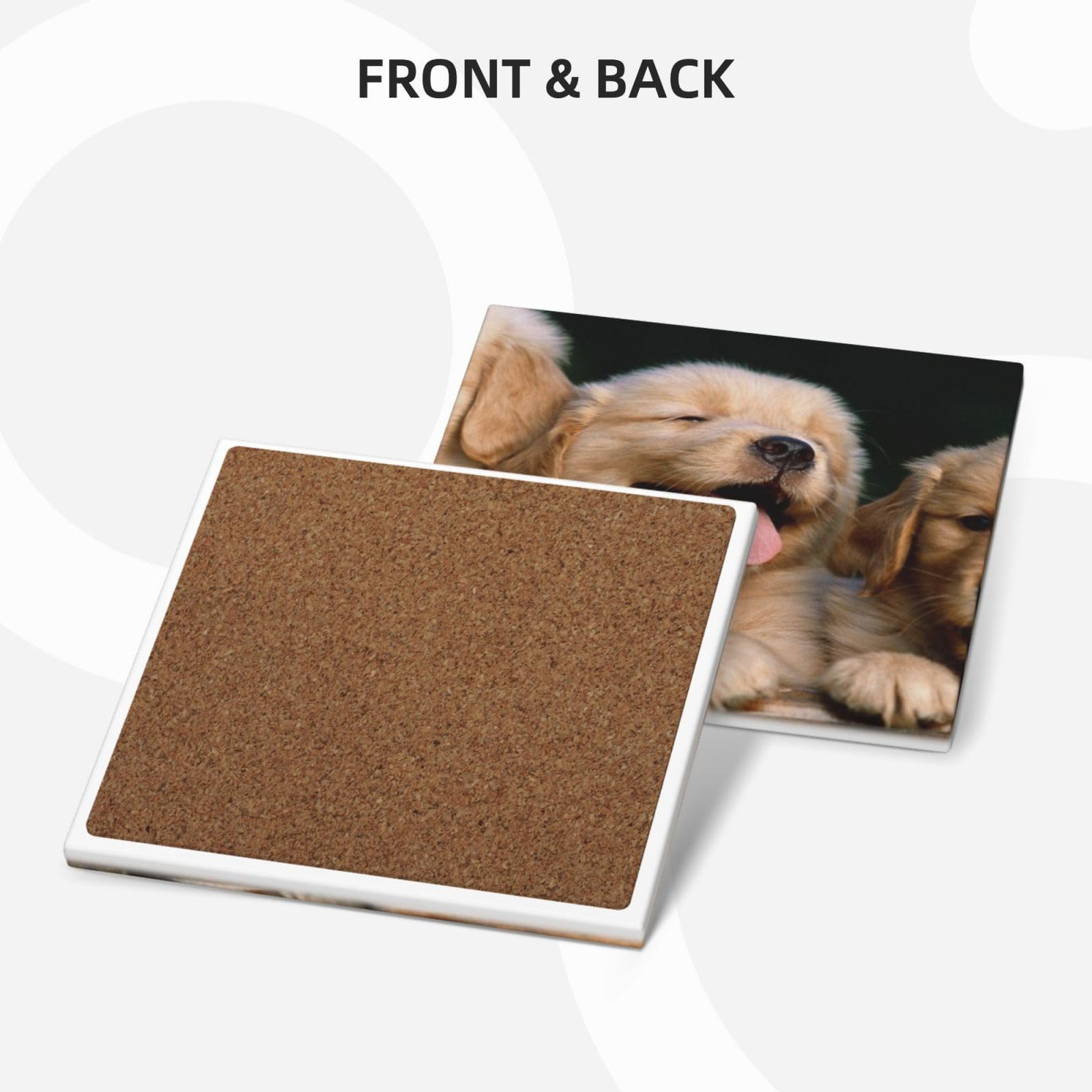 Set di 6 sottobicchieri in ceramica con stampa di cuccioli di Golden Retriever, accessori eleganti per la cucina e la casa