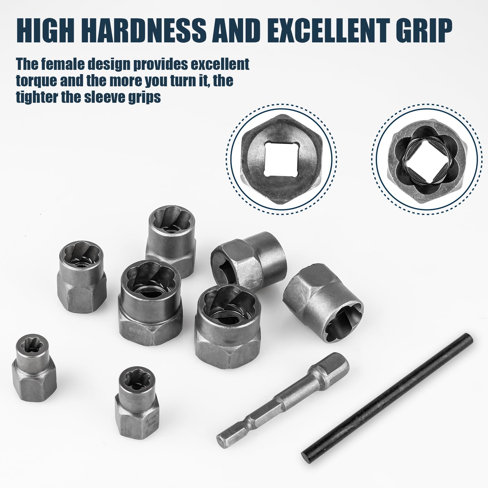 Crosstar 15-Piece Impact Bolt Extractor Set – SAE & Metric Sockets For Stripped, Rusted, Rounded Bolts (3/8” Drive, Cr-Mo Steel)