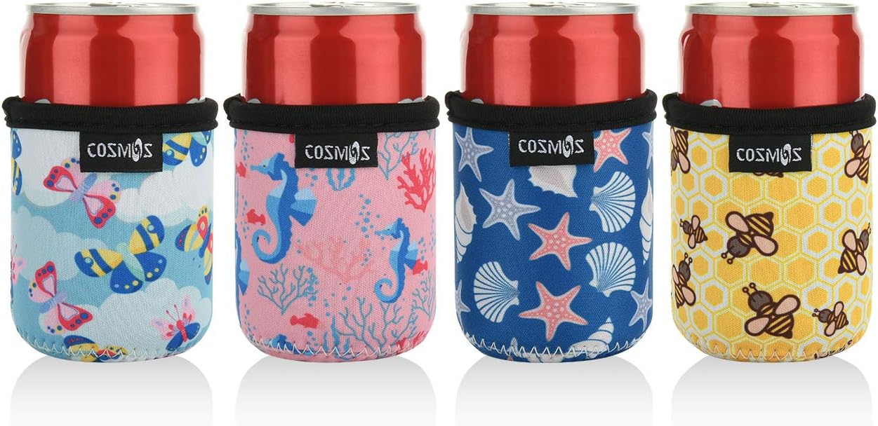 CM Soft Neoprene 7.5 Fl Oz Mini Can Sleeves Insulators Can Cooler Sleek Can Covers for Energy Drink & Beer Cans (7.5 OZ Nature Pattern (4 Pcs)) - Image 2