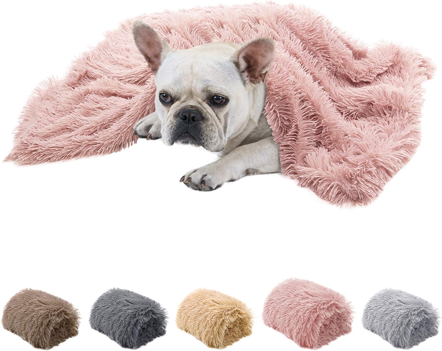 Dasior Fluffy Dog Blanket, Warm Faux Fur Sleep Pet Blankets for Dogs Cats, Reversible Double Layer Washable Throw Cover for Dog Bed, Couch, Sofa, Car (Pink, 39.5 x 29.5 inch)