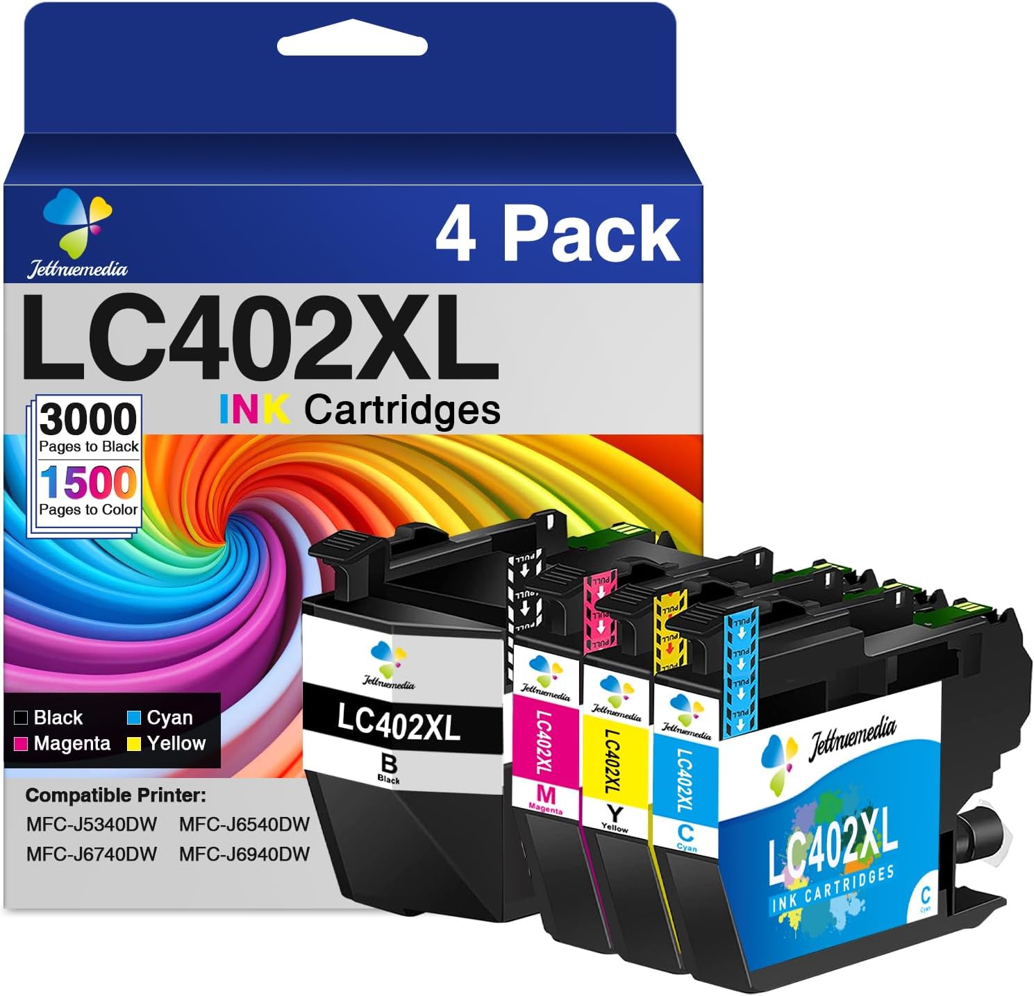 LC402 LC402XL Ink Cartridges Compatible for Brother LC402 XL for Brother MFC-J5340DW MFC-J6540DW MFC-J6740DW MFC-J6940DW J5340 J6540 J6740 J6940 MFCJ5340 MFCJ6540 MFCJ6740 MFCJ6940 Printer Multipack