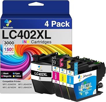 LC402XL LC402 Ink Compatible for Brother LC402XL Ink Cartridges for Brother Printer MFC-J5340DW MFC-J6540DW MFC-J6940DW MFC-J6540 MFC-J6740DW J5340 J6540 J6740 J6940 4 Pack, BK/C/M/Y