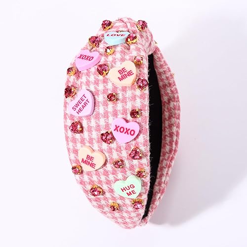 Miniatura 8 de mokkia Diademas para el día de San Valentín para mujer, diadema de corazón de conversación, diadema de corazón rosa y rojo con diamantes de