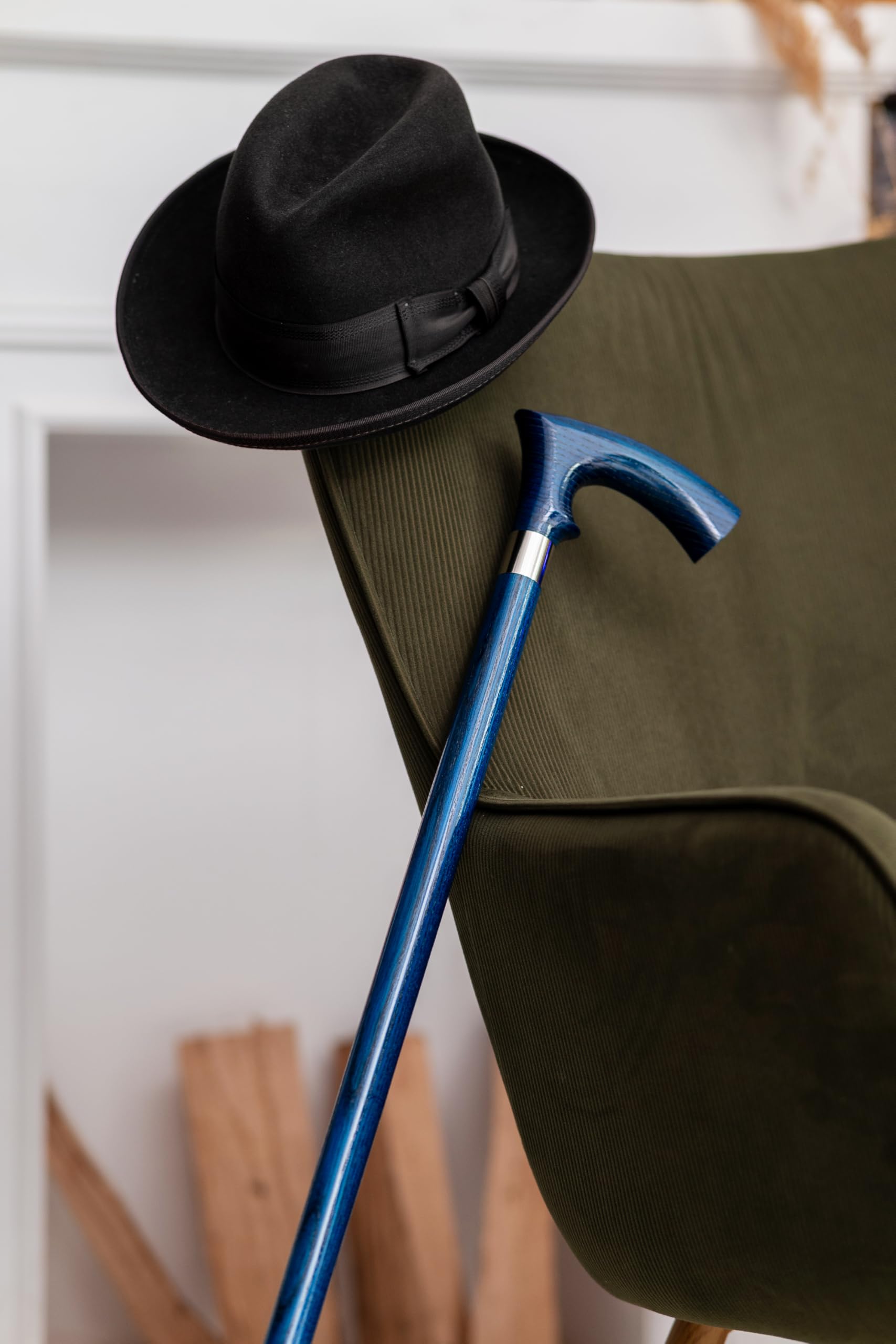 Dr. Watson Classic Duke Walking Stick – Handcrafted Ash Wood Cane with Polished Stainless Steel Collar