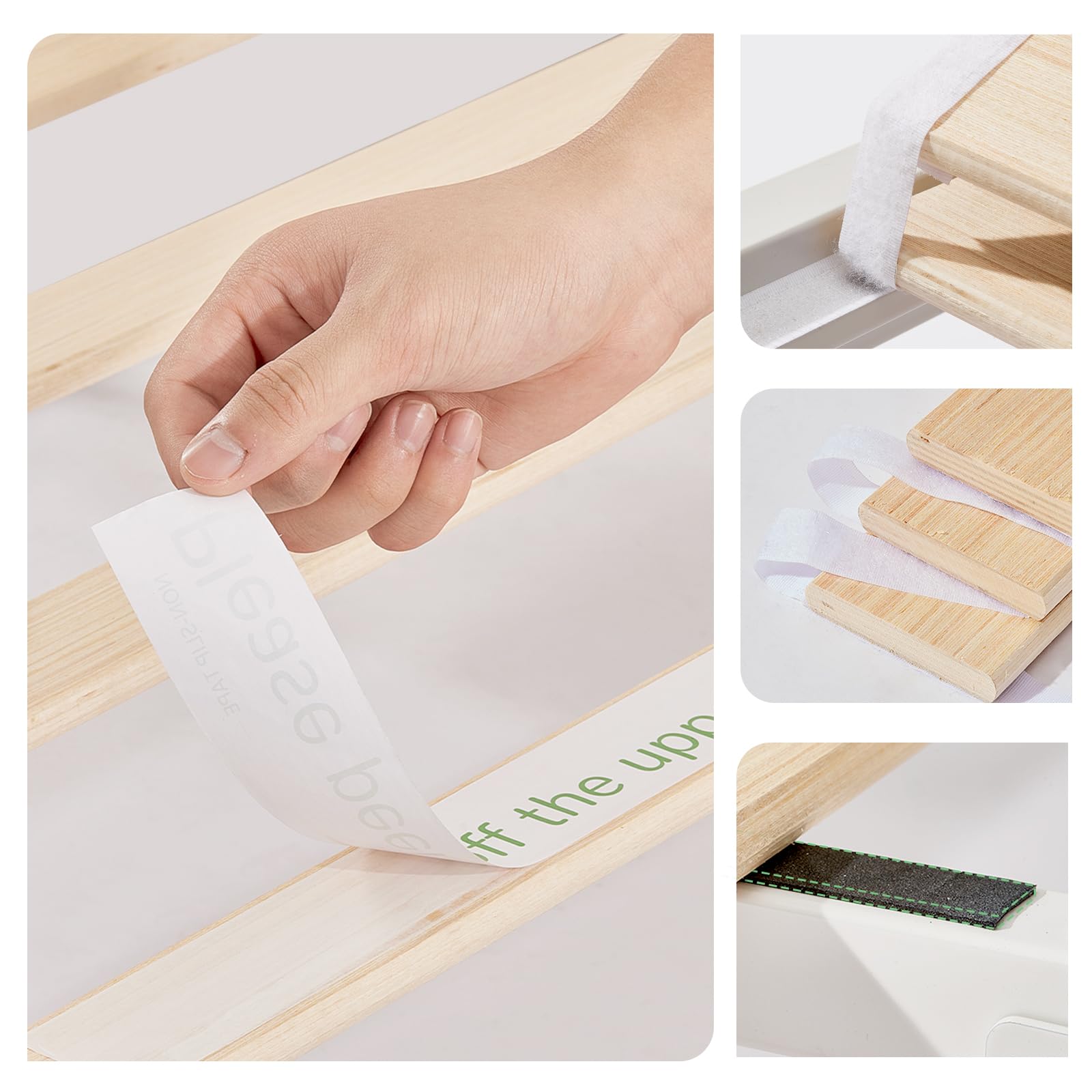Novilla Rete Letto Matrimoniale 160x190 Struttura Letto a Doghe in Legno, Spazio di Archiviazione Sotto al Letto, Facile da Montare, Perfetto per Tutti Tipi di Letti e Materassi, Bianco