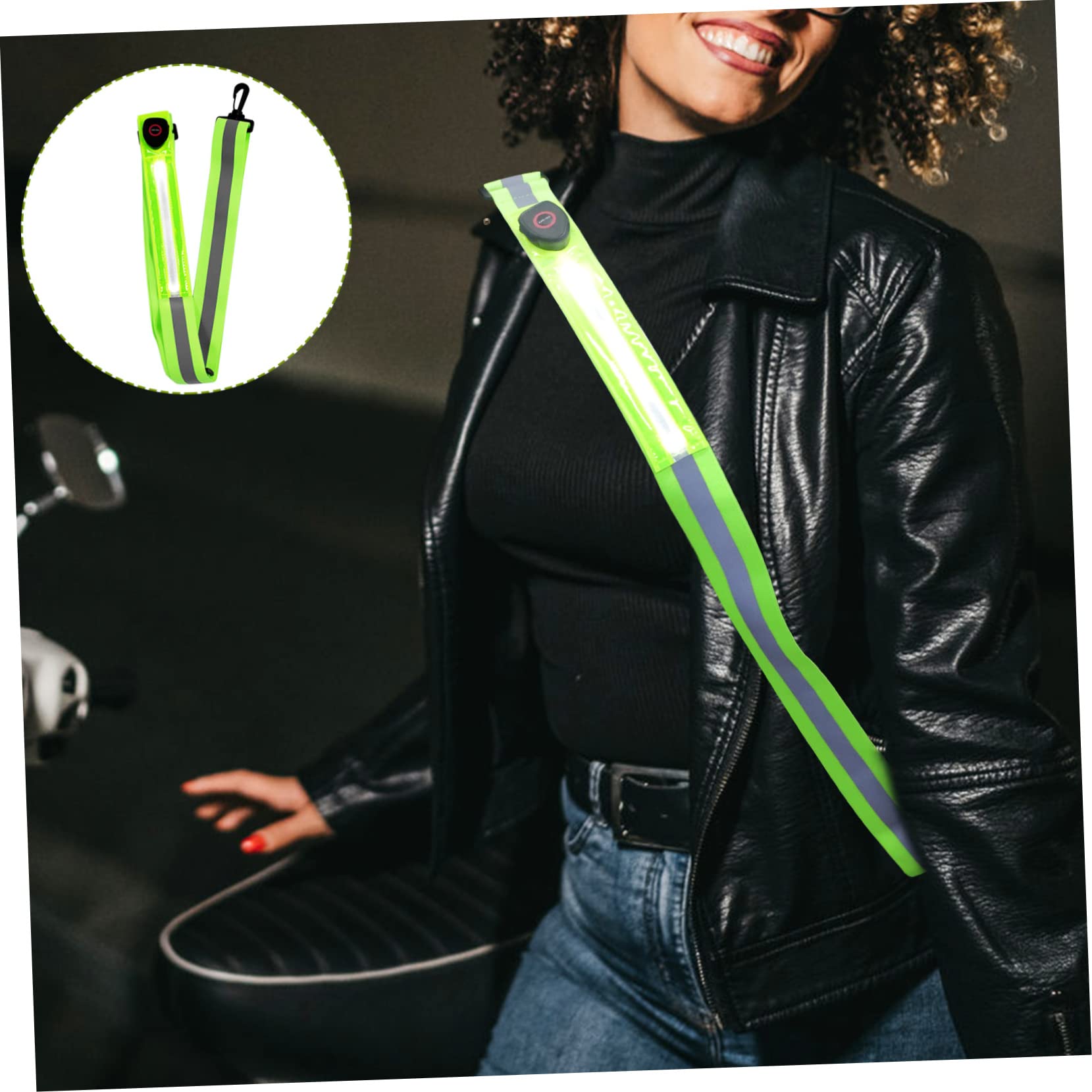 Yardwe Cintura Riflettente a LED per Passeggio e Ciclismo, Leggera e Confortevole, Fascia di Sicurezza Ricaricabile ad Alta visibilità, Verde