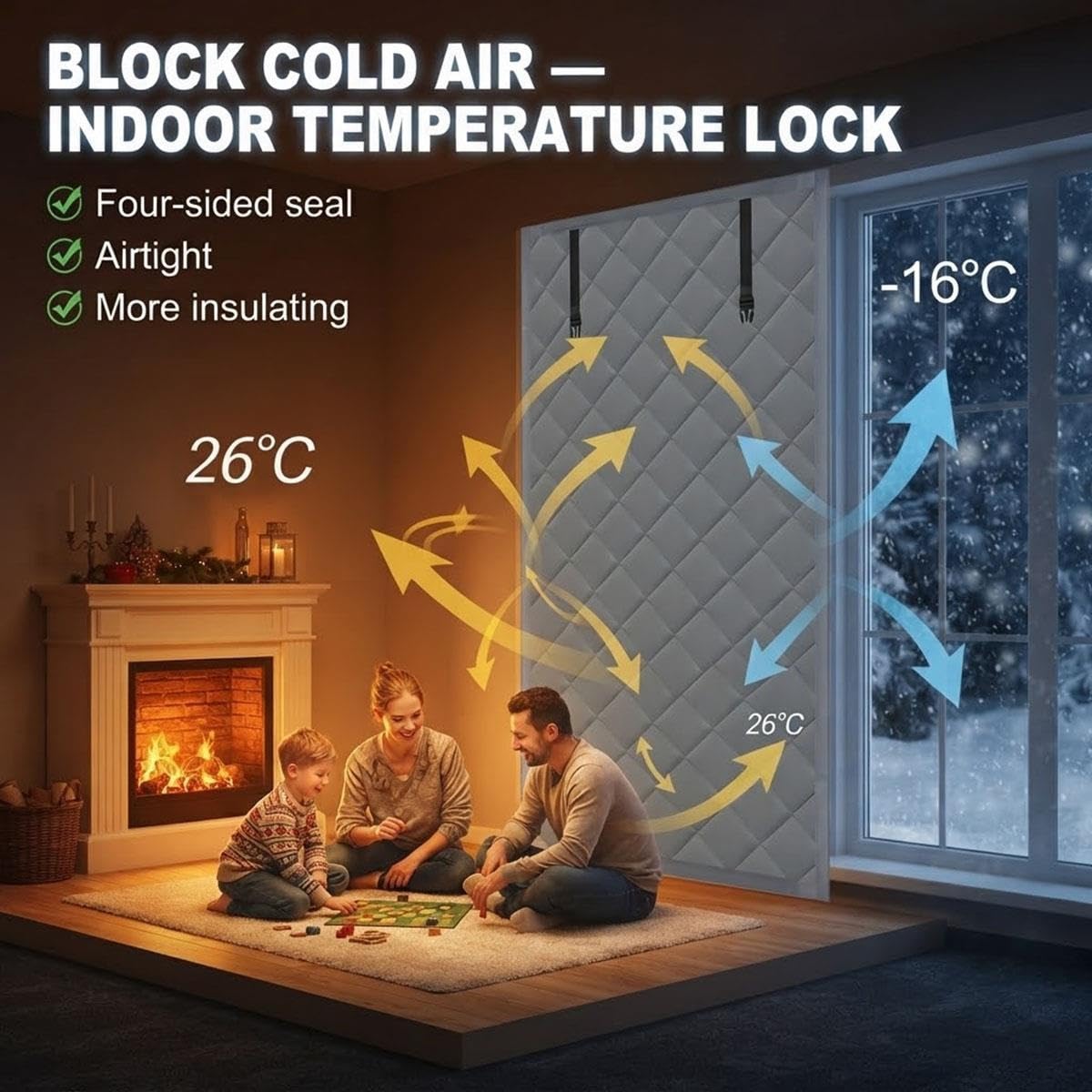 Film d'Isolation Thermique pour Fenêtres, Kit de Rideaux Isolants Visibles 60 80 100 120cm, Couverture de Fenêtre 3 Couches en Coton Oxford, Garde l'Air Chaud pour Le Camping-Car(Gris,119x259cm)