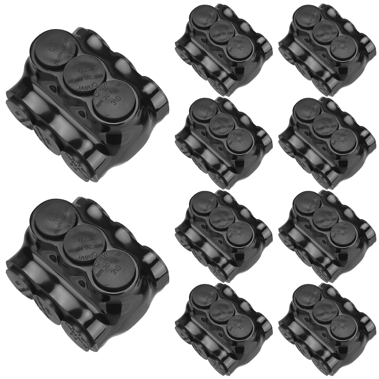 5 Pack 3 Port Insulated Wire Connectors Black Multi Aluminum Inline Splice Tap Connector Pre-Filled Oxide Inhibitor Dual Sided Entry for Residential Wiring Applications, Ul Listed (4-14 AWG)