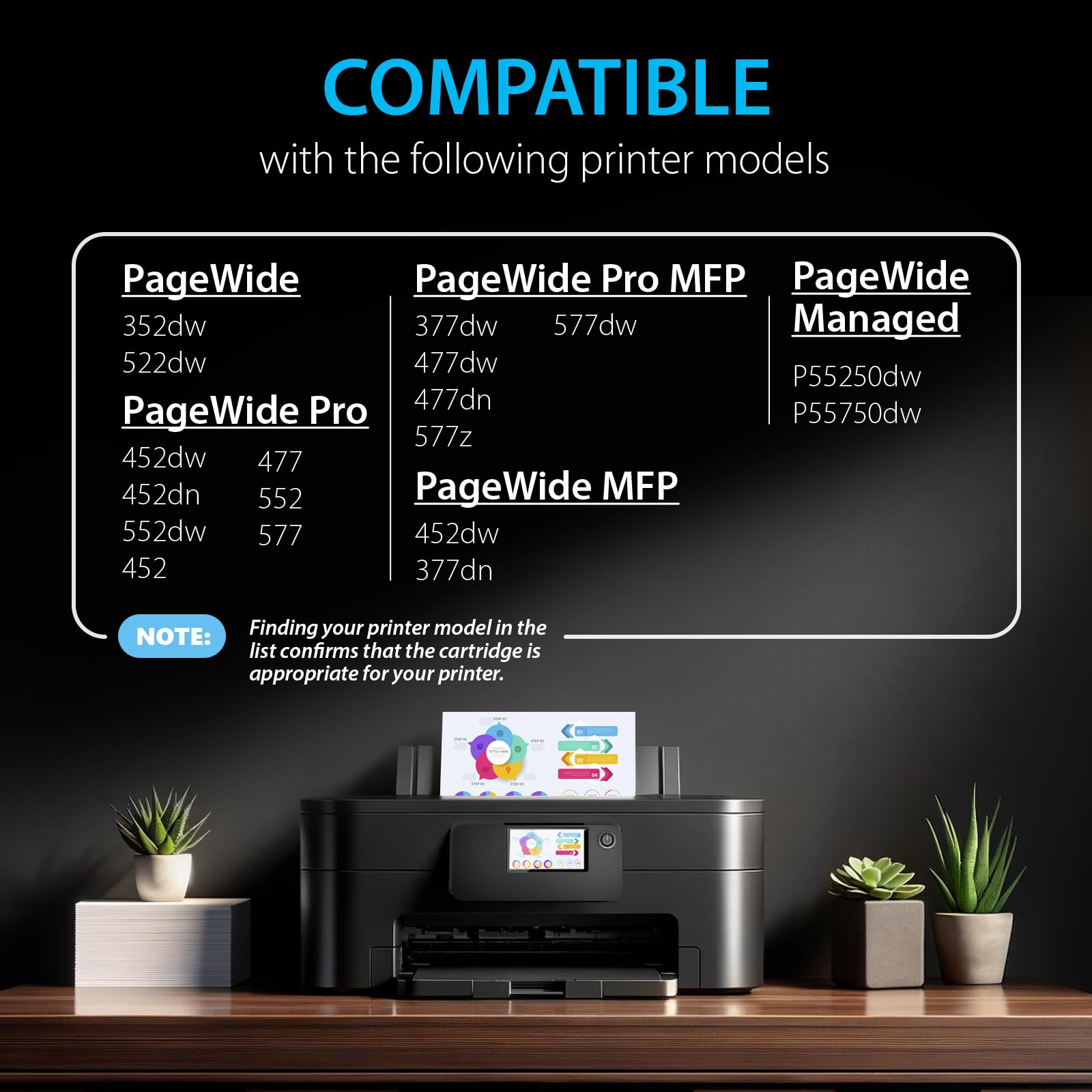 Smart Ink Compatible Ink Cartridge Replacement for HP 972A 972 A (Set of 2 Black, Combo Pack) to use with HP PageWide Pro 477dw 577dw 452dw 477dn 452dn 577z 552dw 377dw P55250dw Printer