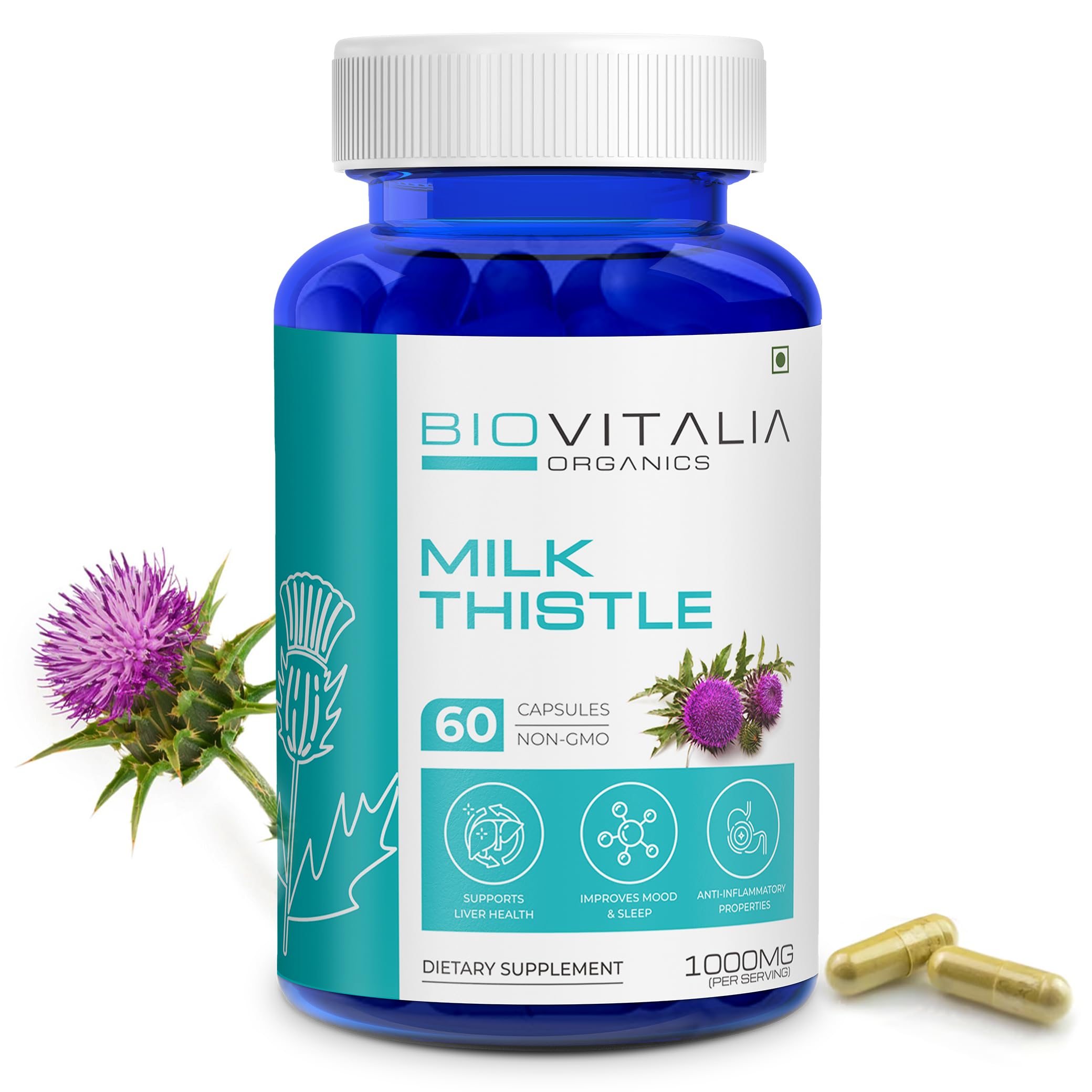 Biovitalia Organics Liver Support Supplement with Milk Thistle Extract | 1000mg capsule | Liver Detox Supplement – 60 Veg Capsules | Dietary Supplement for Men & Women (B0CG3GLBPN) Amazon Price History, Amazon Price Tracker
