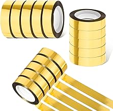 Metallic Tape Gold, 12 mm x 25 m, 6 Rolls, Washi Tape Gold, Self-Adhesive, Metallic, Decorative Tape, Tile Seam Tape, Gift Wrapping, Tile Seam Cover