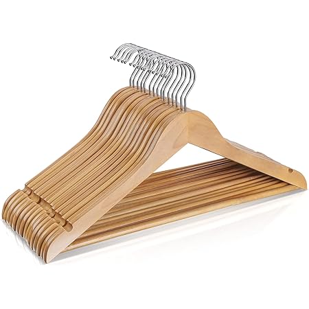 JDGOU Wooden Hangers Clothes Hangers 20 Pack Natural Wood Hangers Clothes Hanger Coat Hangers for Closet Wooden Hangers for Suit Skirt Pants