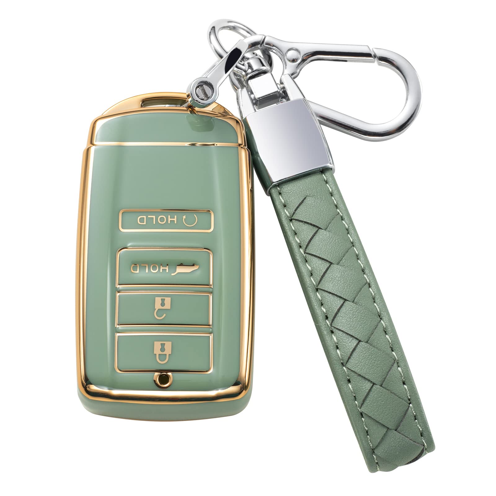 CHEZENHUI Compatible with Acura Key Fob Cover with Leather Lanyard, Car Key Case Shell Protection for Acura CDX RDX RLX NSX TLX TLX-L Smart Remote Key