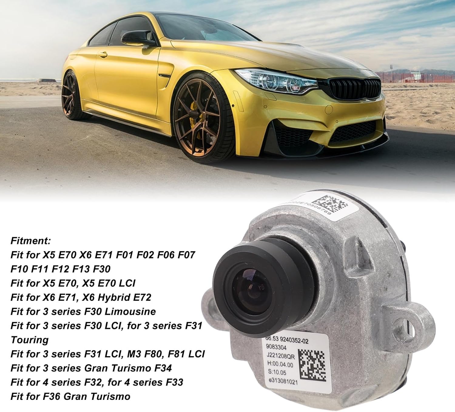 Front Bumper Side View Camera, Wide Compatibility Display, Safety Driving with Strong Performance for X5 E70, X6 E71, F01, F02, F06, F07, F10, F11, F12, F13, F30 (Left