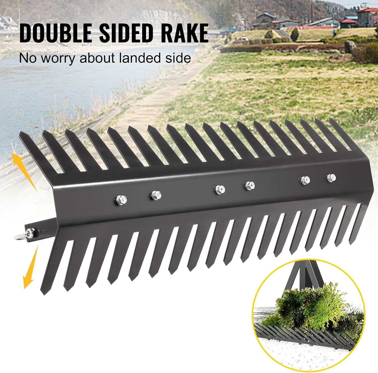 Buy VEVOR Pond Rake, 16 inch Aquatic Weed Rake, Double Sided Lake Weed