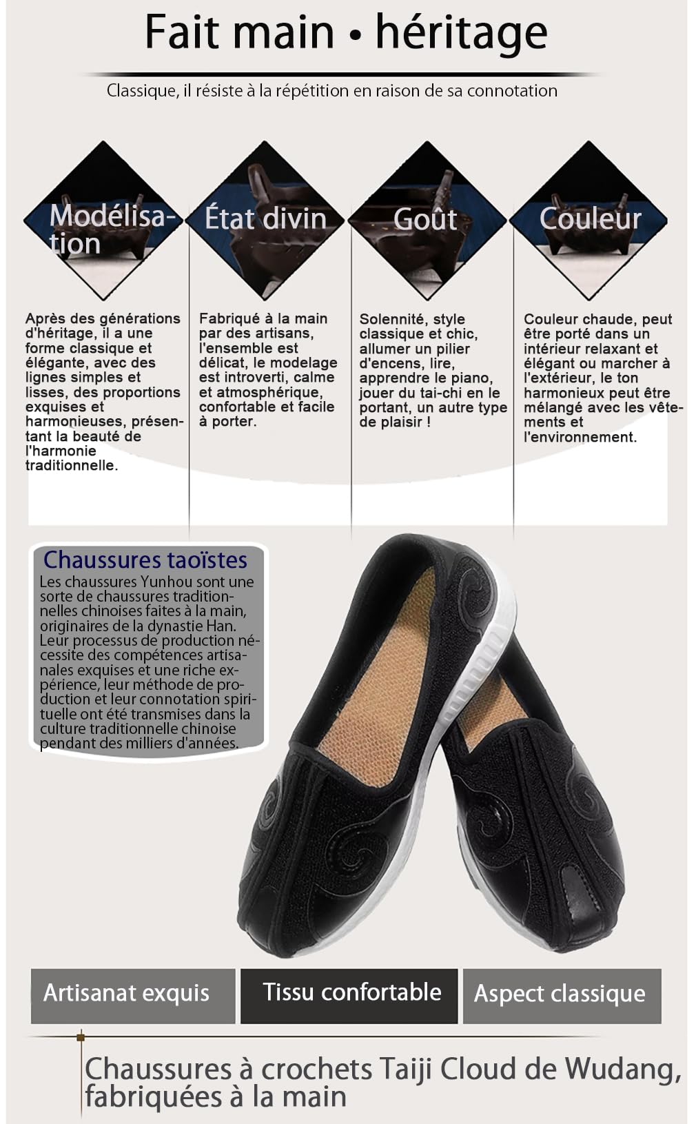 Chaussures Chinoise Tai Chi Kung Fu Arts Martiaux Shaolin Qi Gong Wing Chun