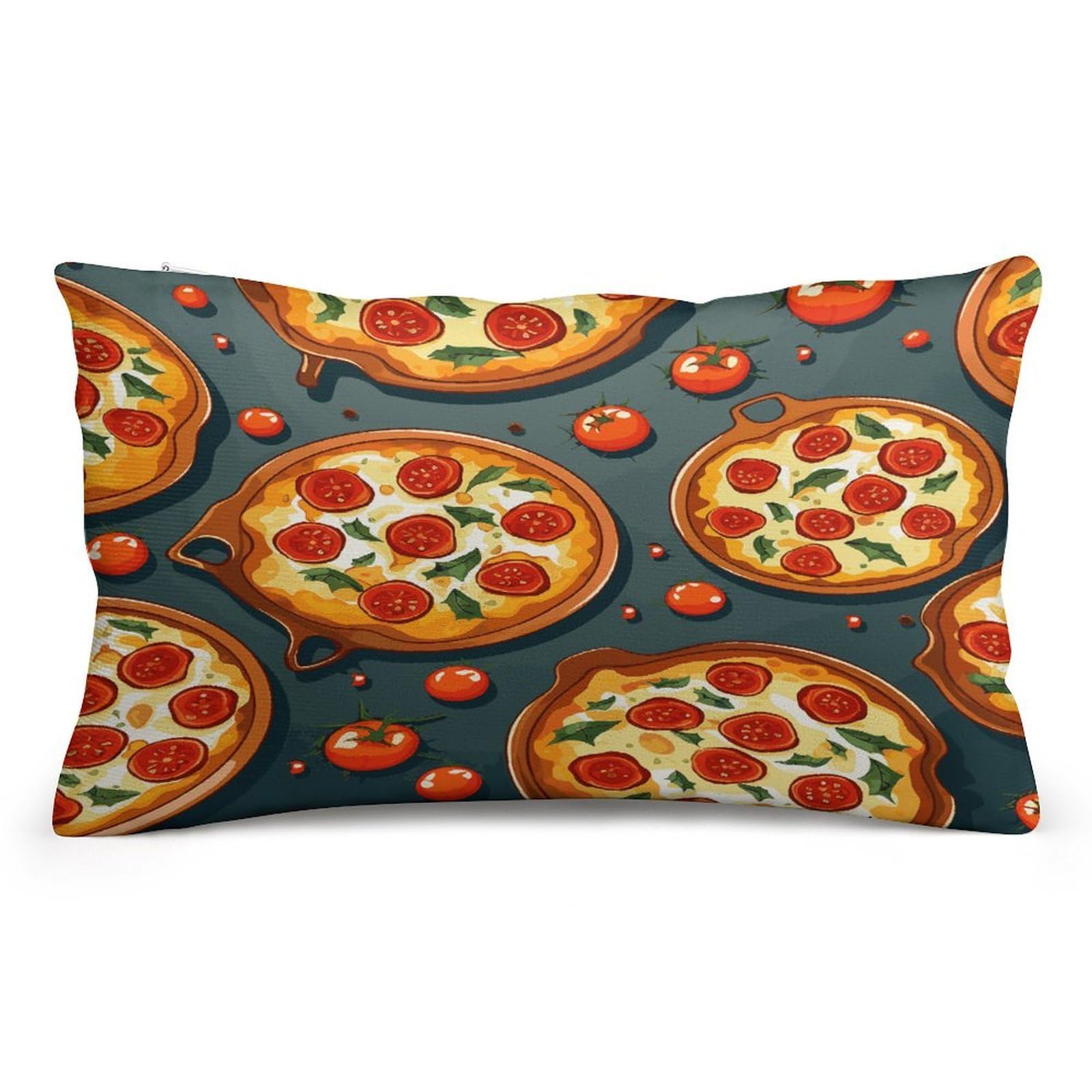 FekiLoot Pizza Food Pillowcases Super Soft Cozy Lumbar Decorative Throw Pillow Covers Plush Pillow Shams with Zipper Double-Sided Decorative Pillows Shells for All Seasons