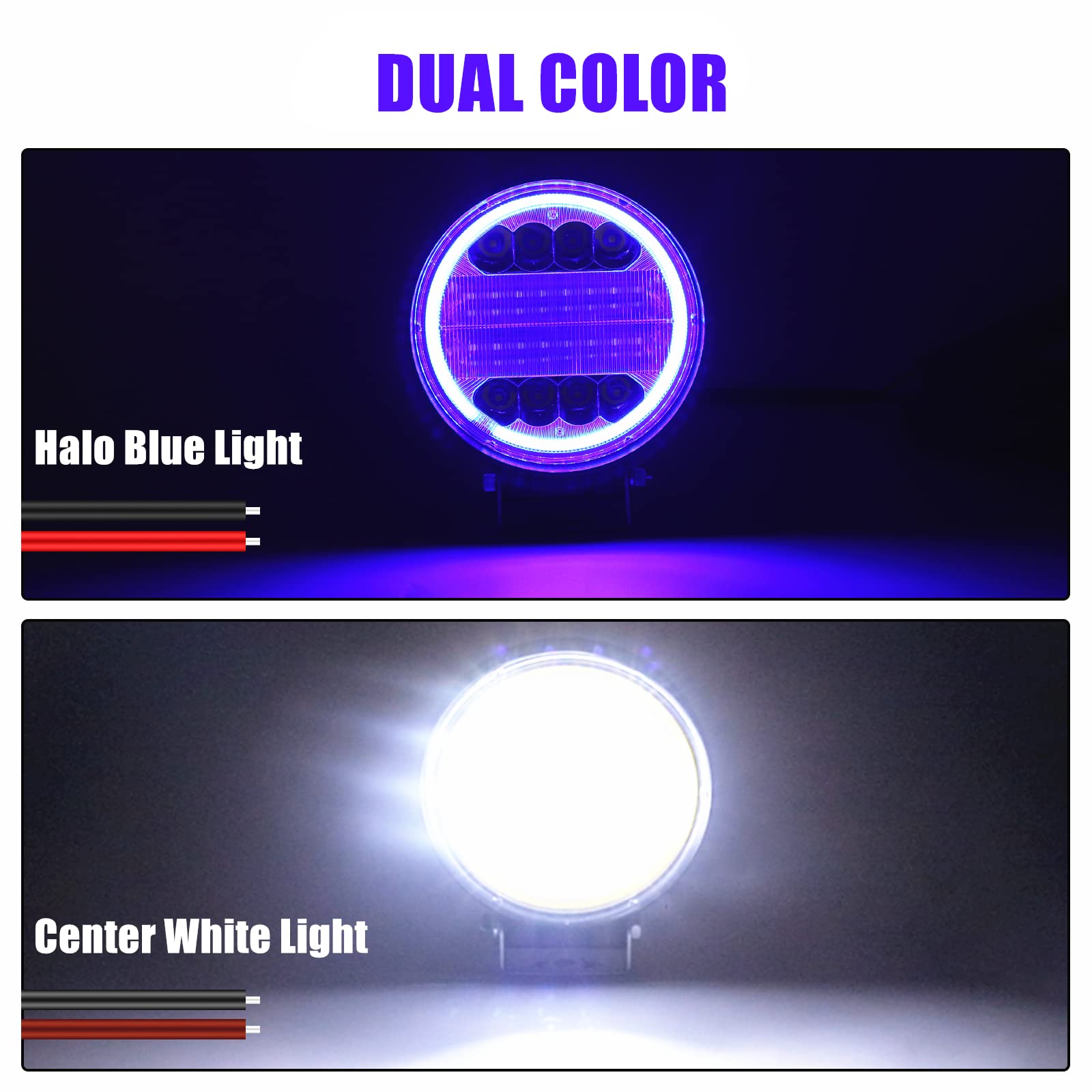 Faro de trabajo LED, 4,5 pulgadas, proyector LED con azul Angel Eyes 12 V, 24 V, impermeable, antiniebla para 4 x 4 coches, camiones tractores SUV, 4 unidades