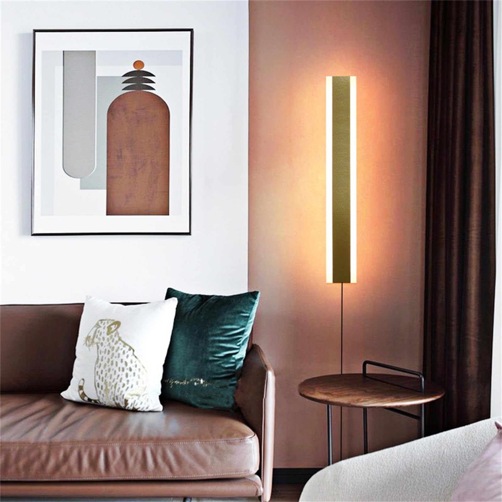 Wandlampe mit Schalter und Stecker Lange LED Wandleuchte Innen Dimmbar Modern Flurlampe mit Fernbedienung Treppenhauslampe Wandbeleuchtung für Wohnzimmer Schlafzimmer (Weiß,60CM)