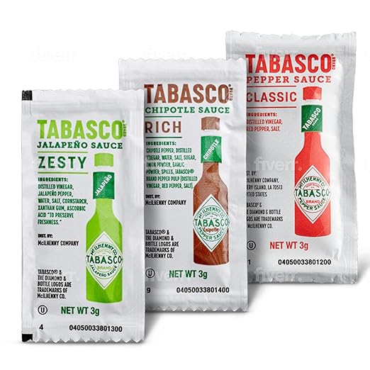 Tabasco Hot Sauce Packets Includes 150 Hot Sauce Packets