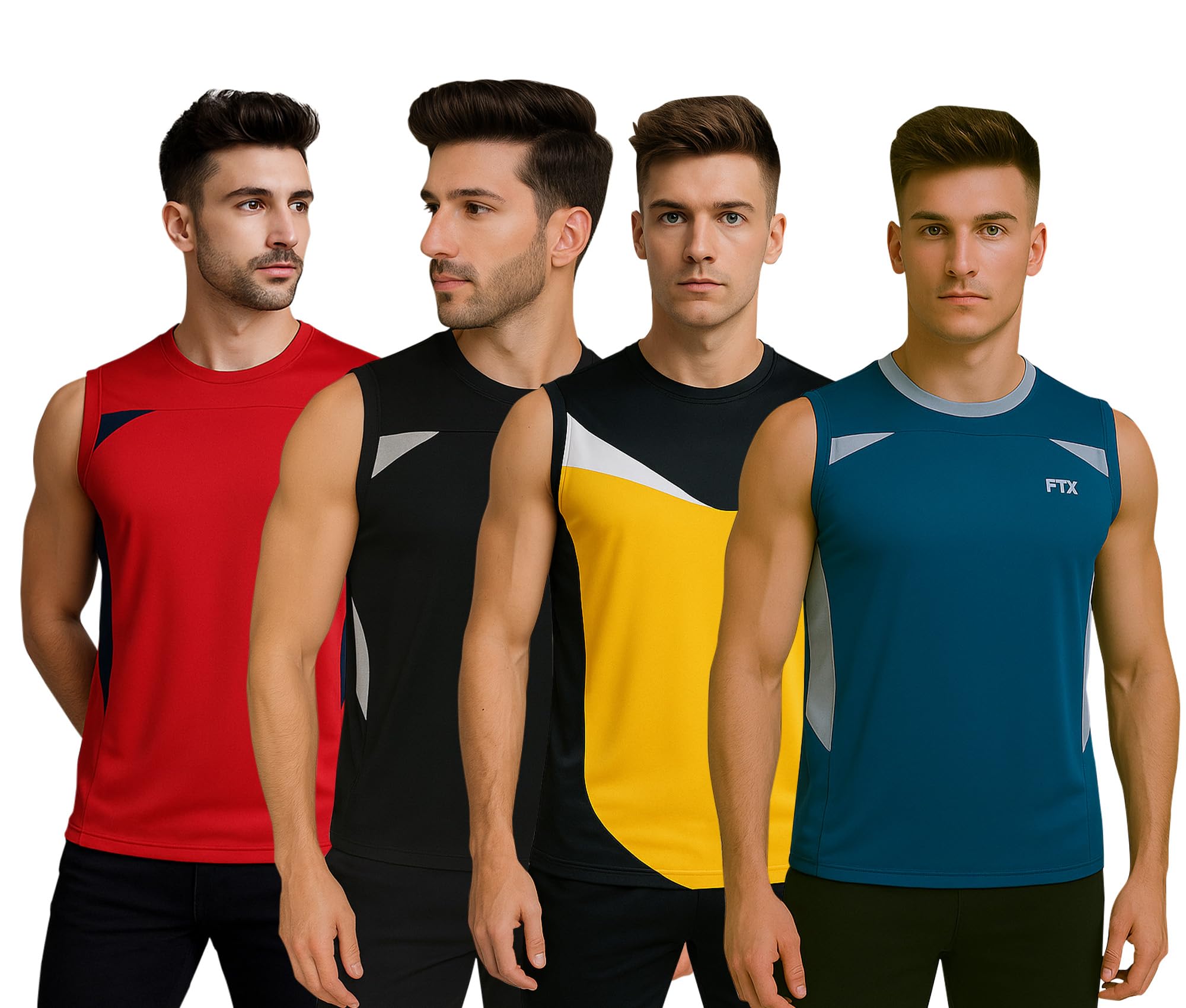 Drifit Colorblock Sleeveless Activewear Sports Tshirt for Men (Pack of 4)-image-32