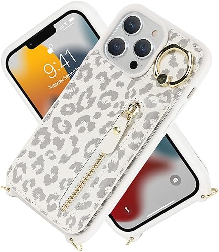 Miniatura 5 de Jaorty Funda para iPhone 13 Pro para mujer con tarjetero, funda para iPhone 13 Pro con correa, funda cruzada con ranuras para tarjetas de crédito,