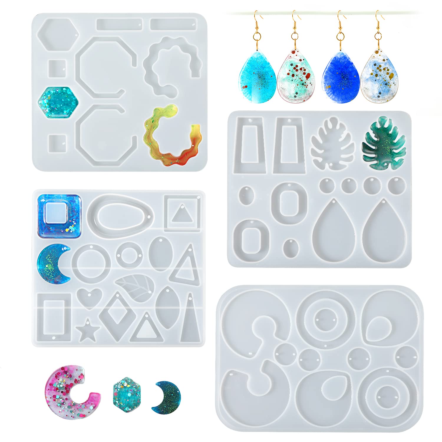 Moules à Résine FineGood - Lot De 12 Pour Bijoux | Silicone Réutilisable Pour Pendentifs