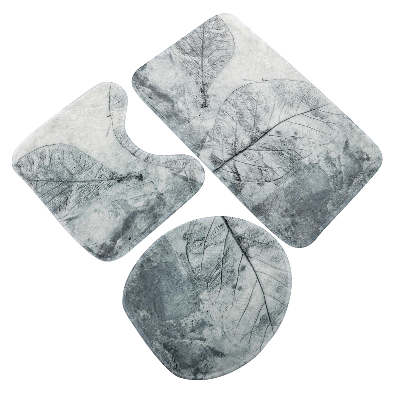 Zerodeko Set Tappeti da Bagno Antiscivolo 3 Pezzi in Poliestere Design Retrò Decorazione Foglie per Arredamento Bagno Casa e Ragazzo Ragazza, Ecologico e Delicato sulla Pelle