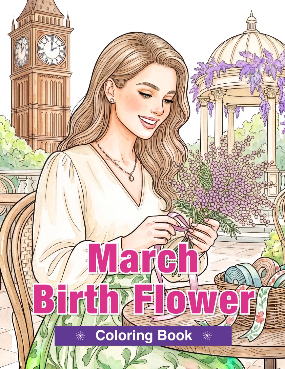 March Birth Flower Coloring Book for Adults: Daffodils, Magnolias, Pansies, Jonquils, and Hellebores for Relaxation and Mindful Creativity