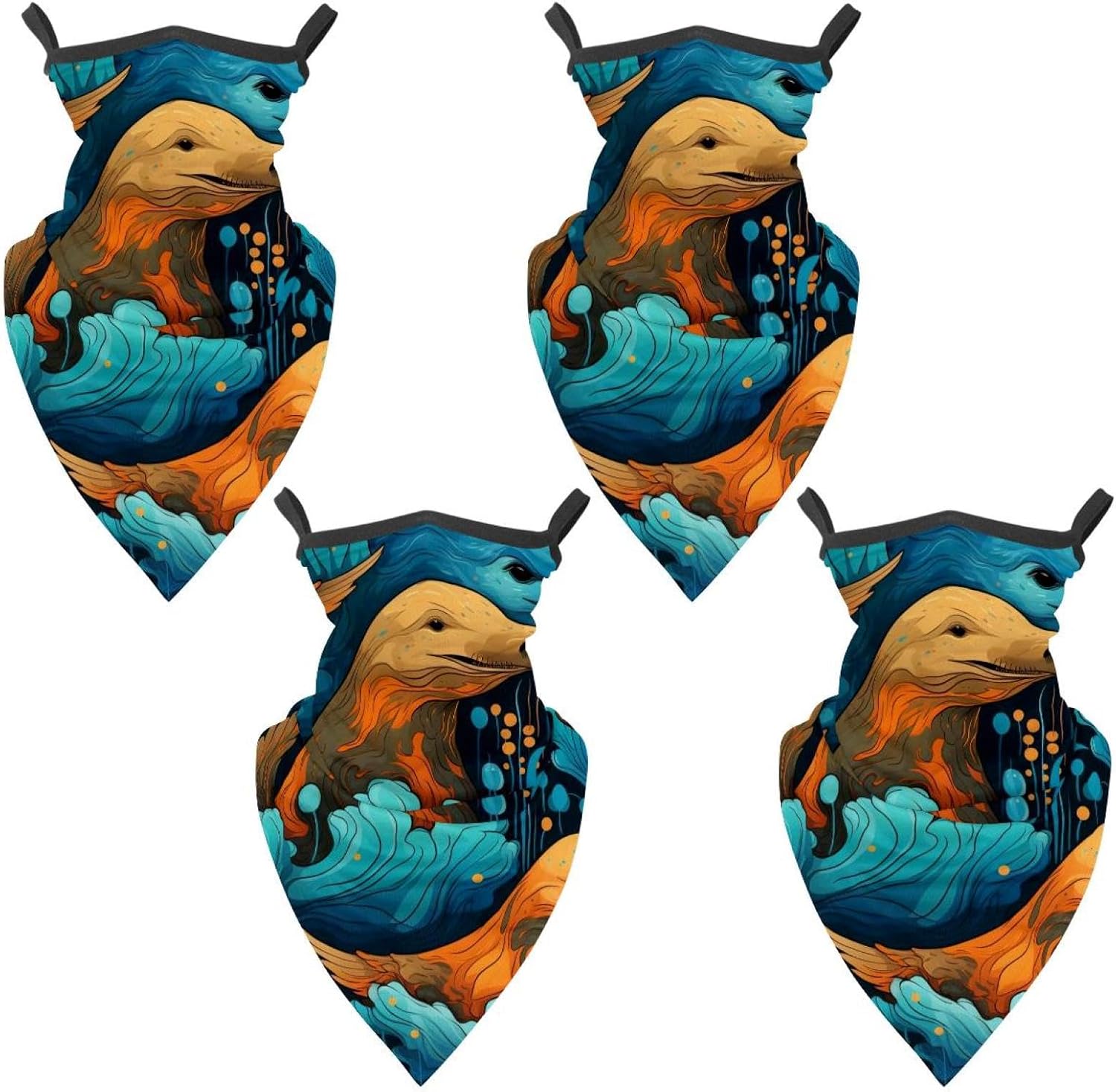 4 Pack Platypus Duckbill Fishing Neck Gaiter - UV Face Mask Sun Protection for Men & Women