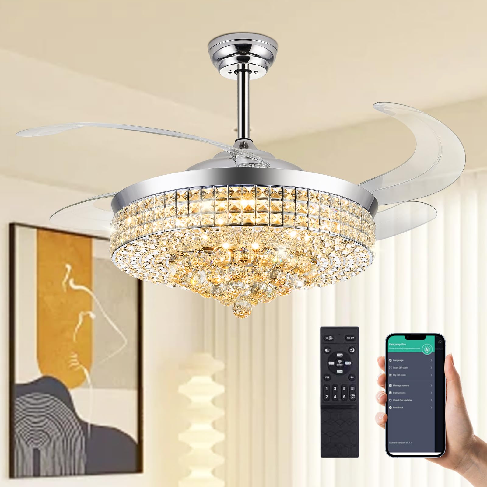 Trssdre Fandelier Ceiling Fan