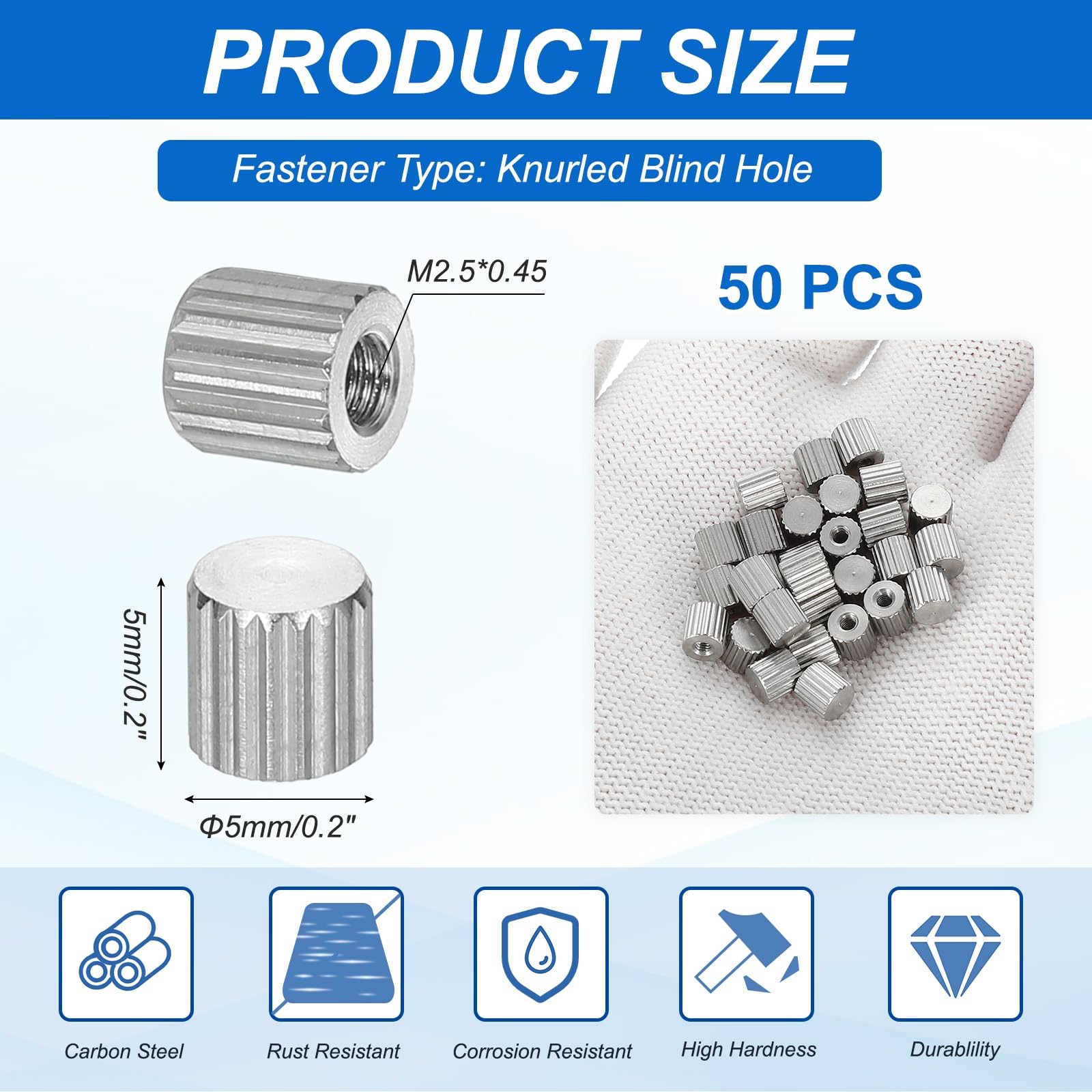 PATIKIL M2.5 Knurled Thumb Nuts - Image 2