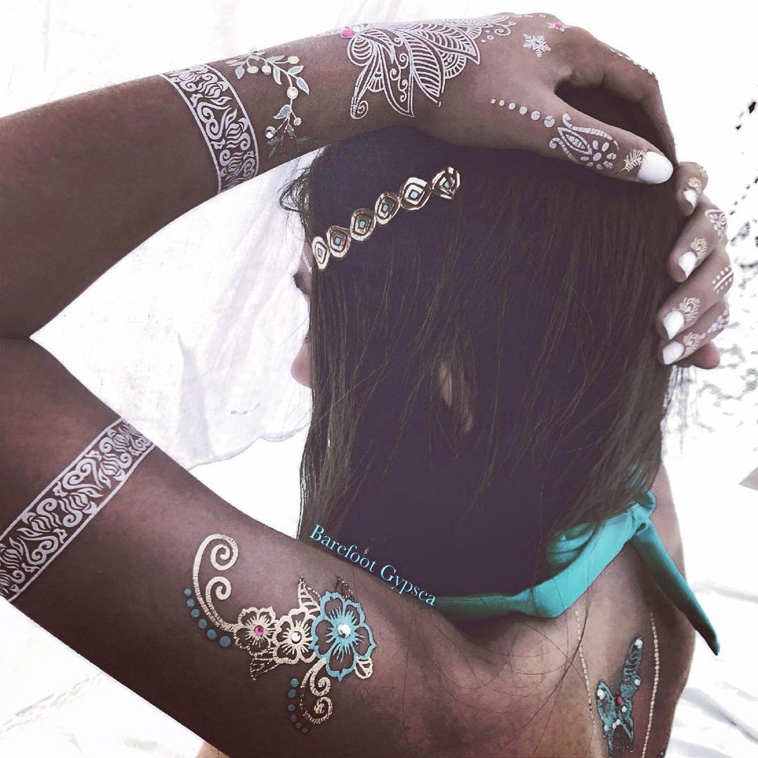 Buy 6 Sheets White Henna Temporary Tattoo,Flash Tattoos, Henna Tattoos