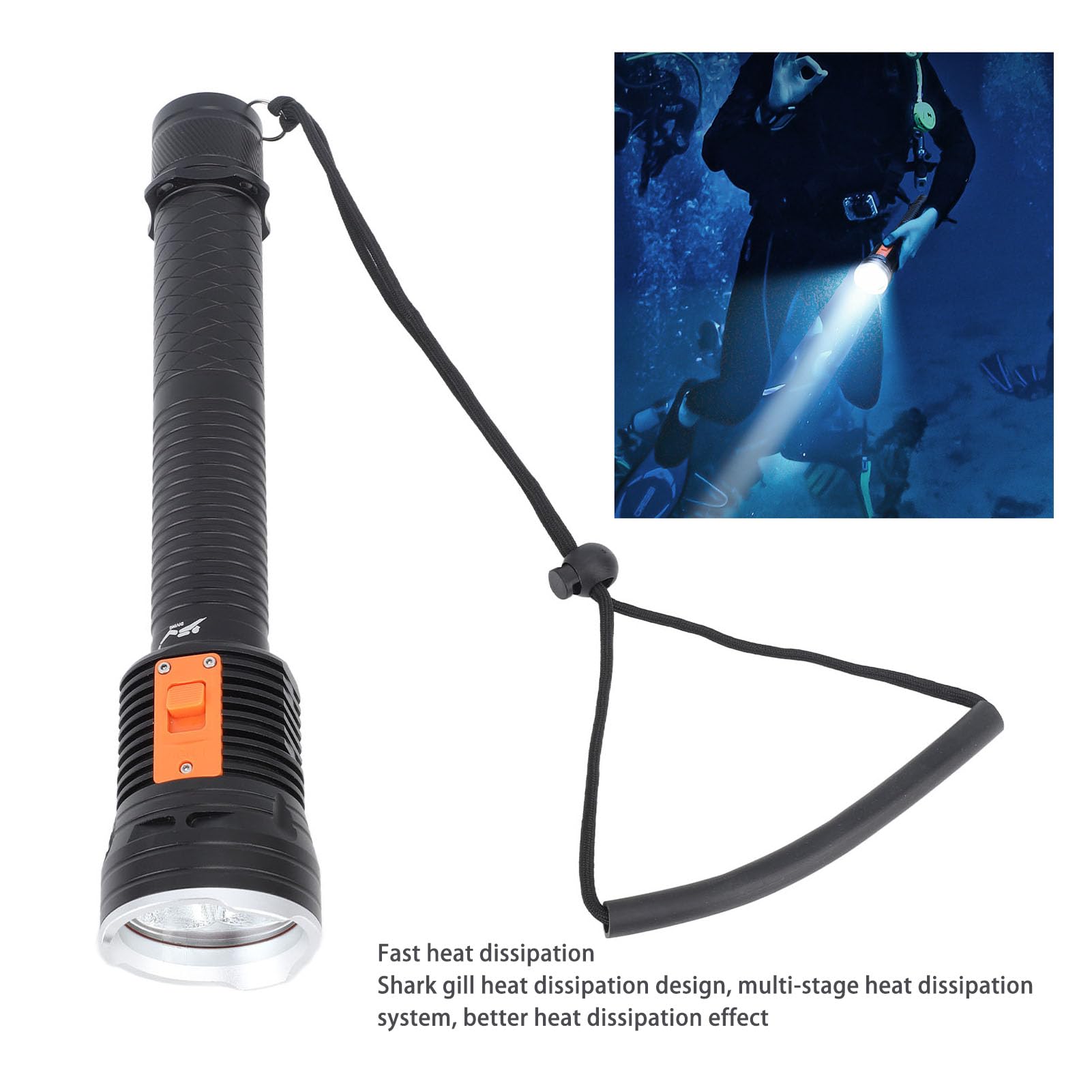 Lampada Torcia Subacquea, Torcia Subacquea Super Luminosa, Torcia Sommergibile Impermeabile per Attività Subacquee
