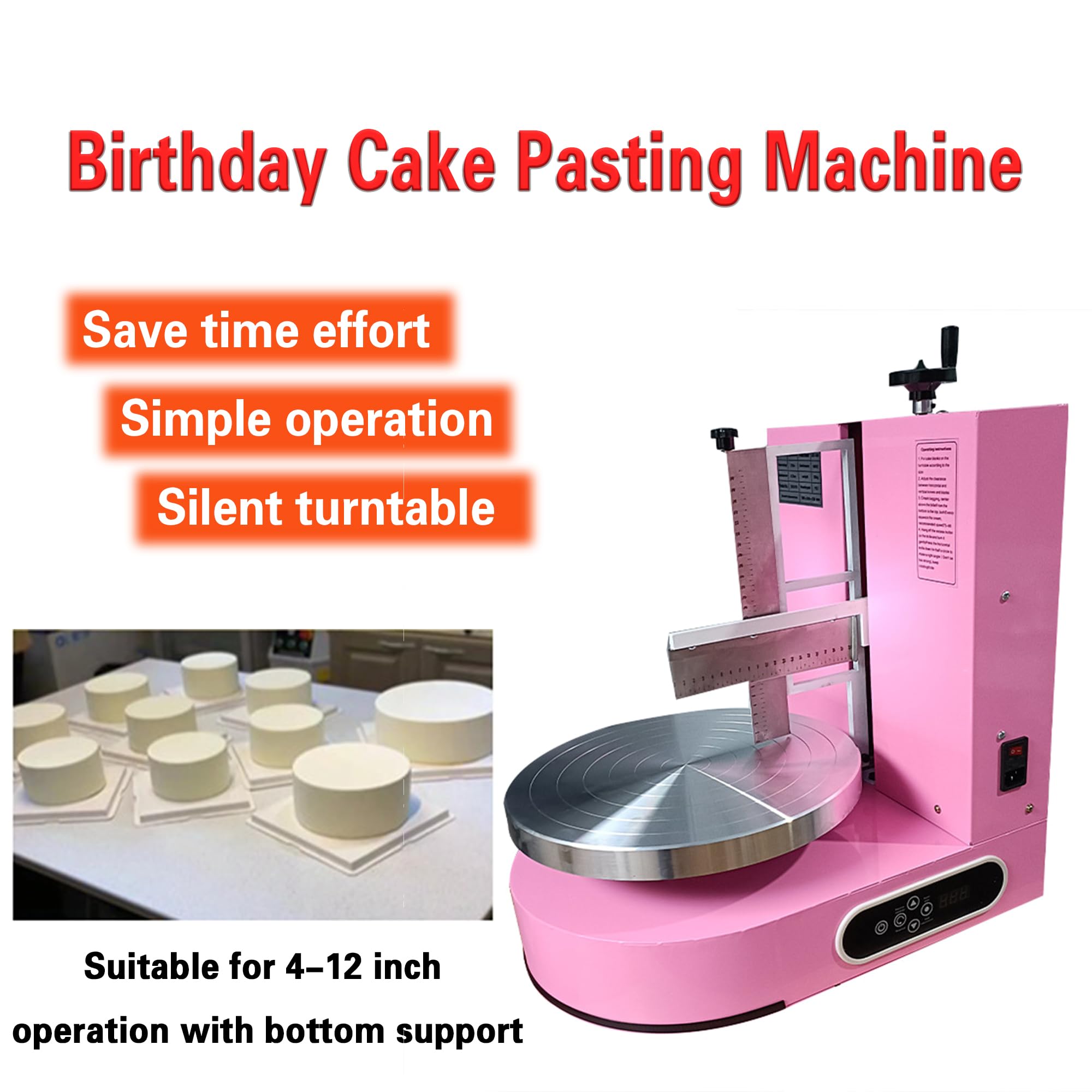 Machine à glacer Les gâteaux, étaleur de crème Automatique - Lisseur à glaçage en Acier Inoxydable avec Plateau tournant à Vitesse réglable pour décoration Professionnelle