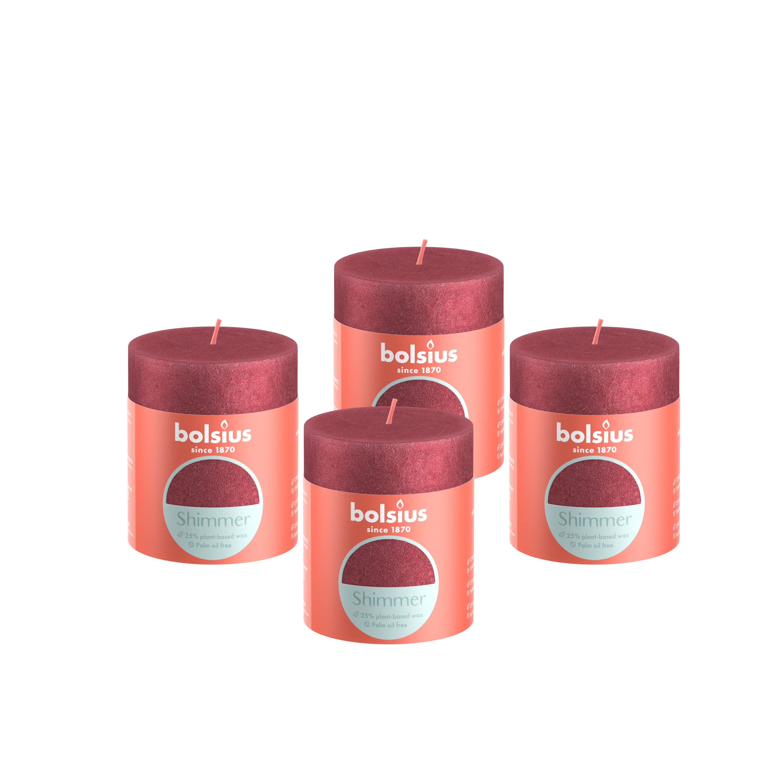Bougies pilier rustiques Bolsius longue durée 35h cire naturelle déco maison rouge