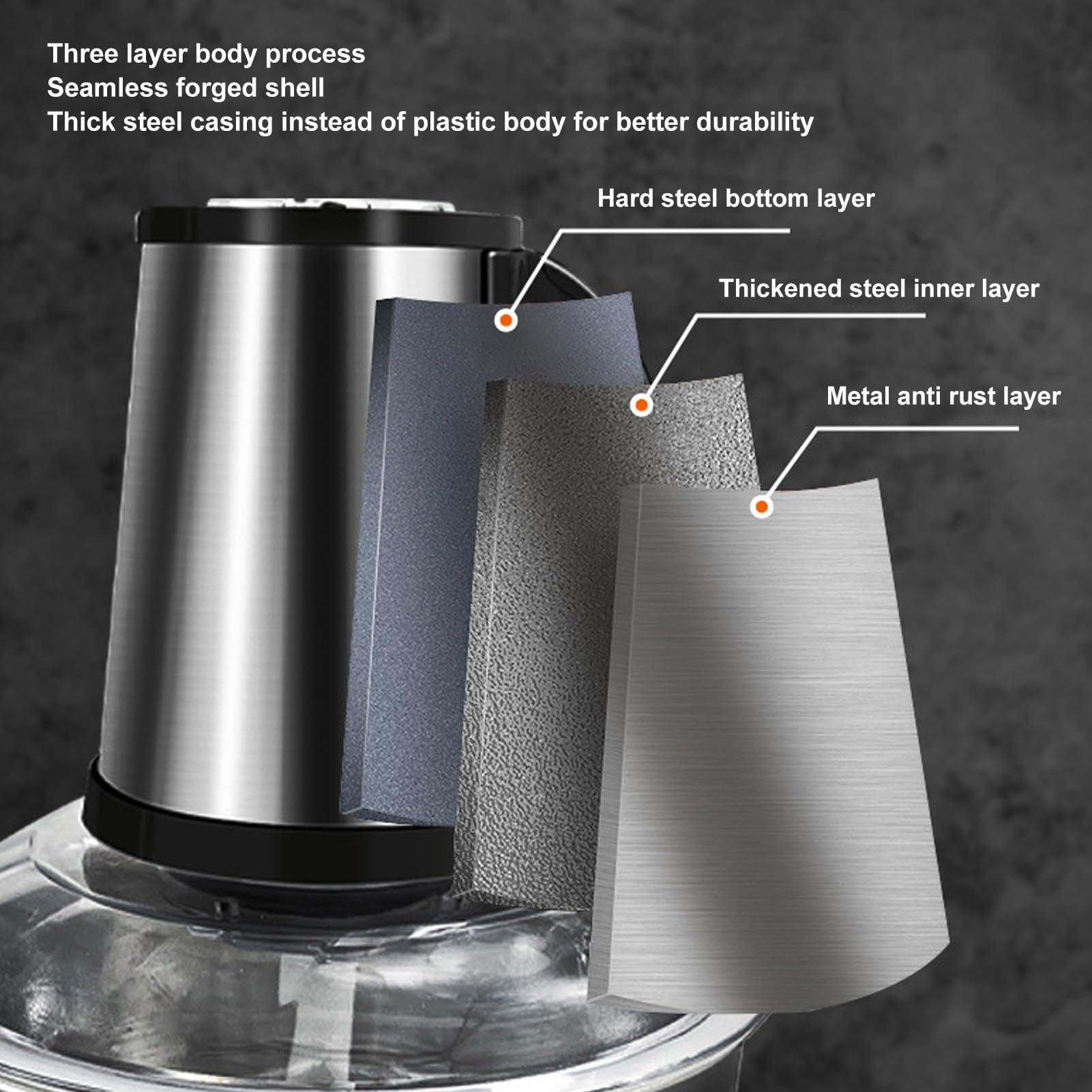 Qcwwy Stainless Steel Vegetable Cutter, Food Processor with 4L Capacity Meat Cutter Food Chopper Comfortable Use Multifunction Electric Cutter for Home Kitcen, Qcwwym0qs6dcga8