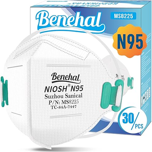 N95 Face Mask,30 Pack NIOSH Certified N95 Disposable Respirator 5-Ply Safety Breathable Face Masks, Filter Efficiency 95%, Adjustable Comfortable