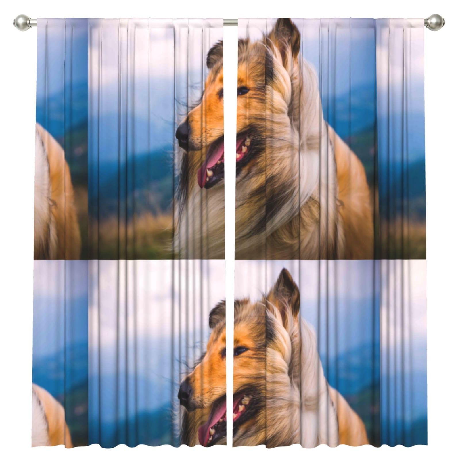 InOmak Beautiful Rough Collie, 2 Panels Window Curtains 52 x 84 Inch Blackout Curtains for Living Room Bedroom