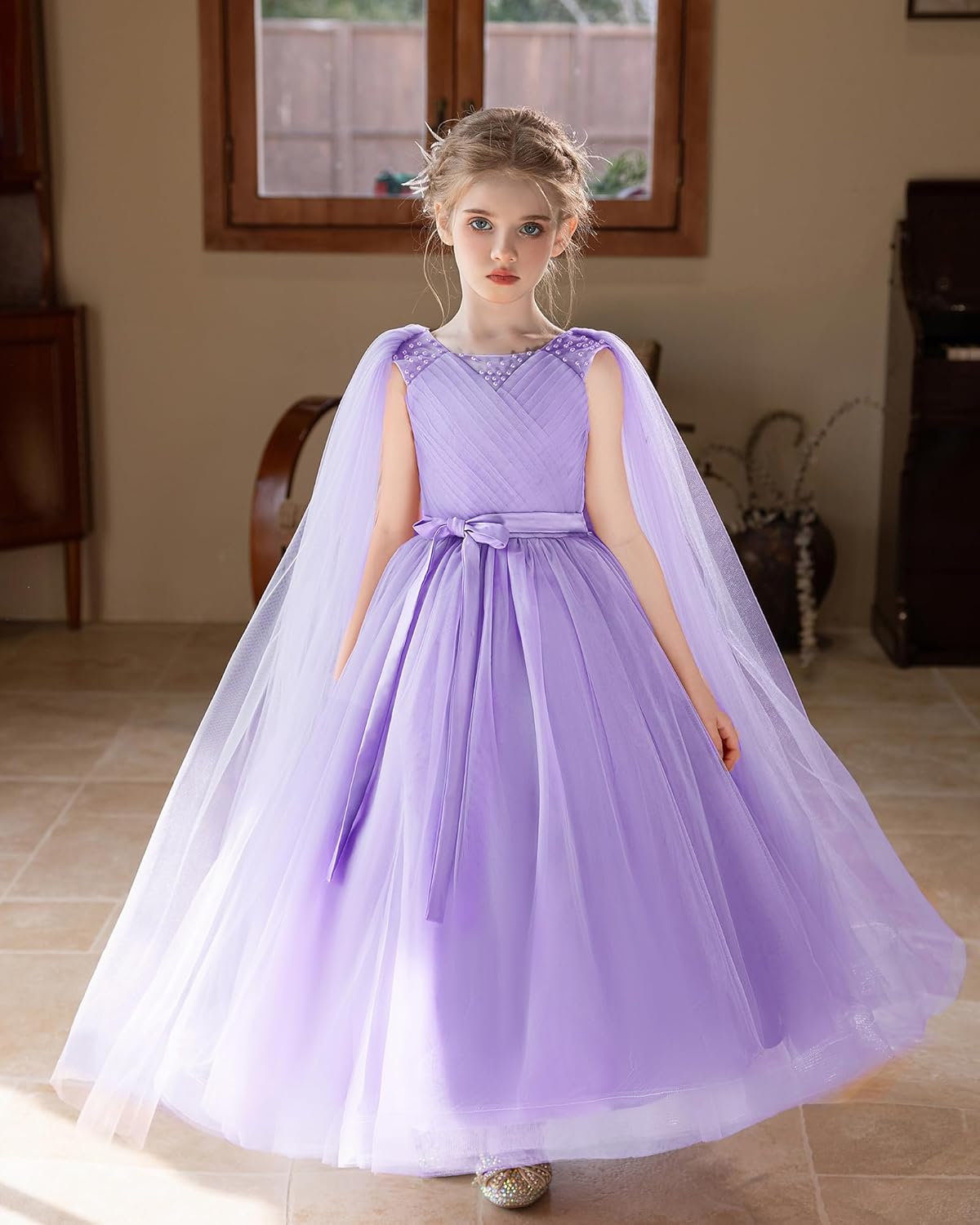Flower Girls Tulle Dress Bridesmaid Formal Wedding Kids Pageant Princess Prom Birthday Party Ball Gown