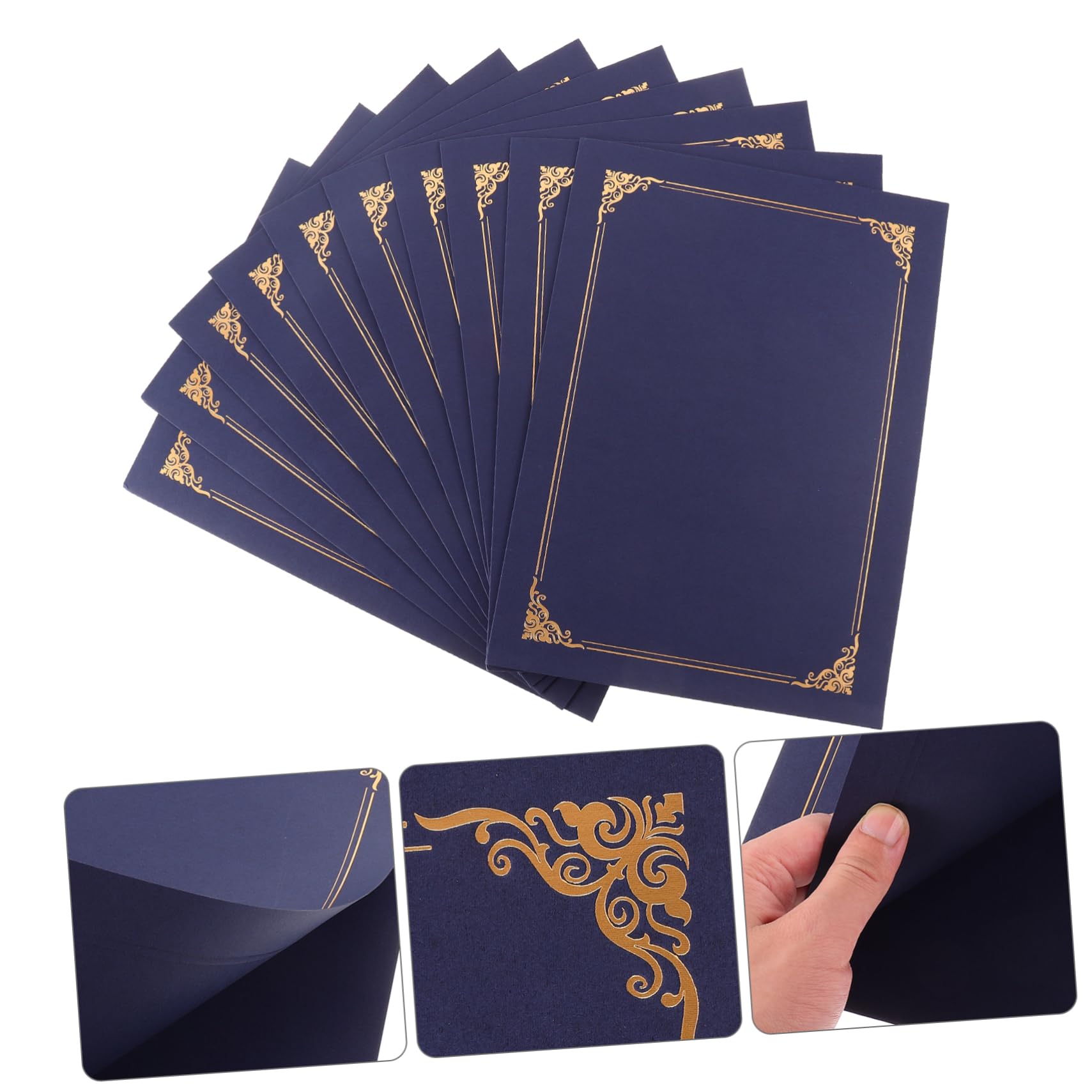EXCEART Custodie per Certificati per Premi e Diplomi 10 Pezzi in Carta Lamina Oro, Copertine Classiche Resistenti per Cerimonie di Premiazione e Laurea