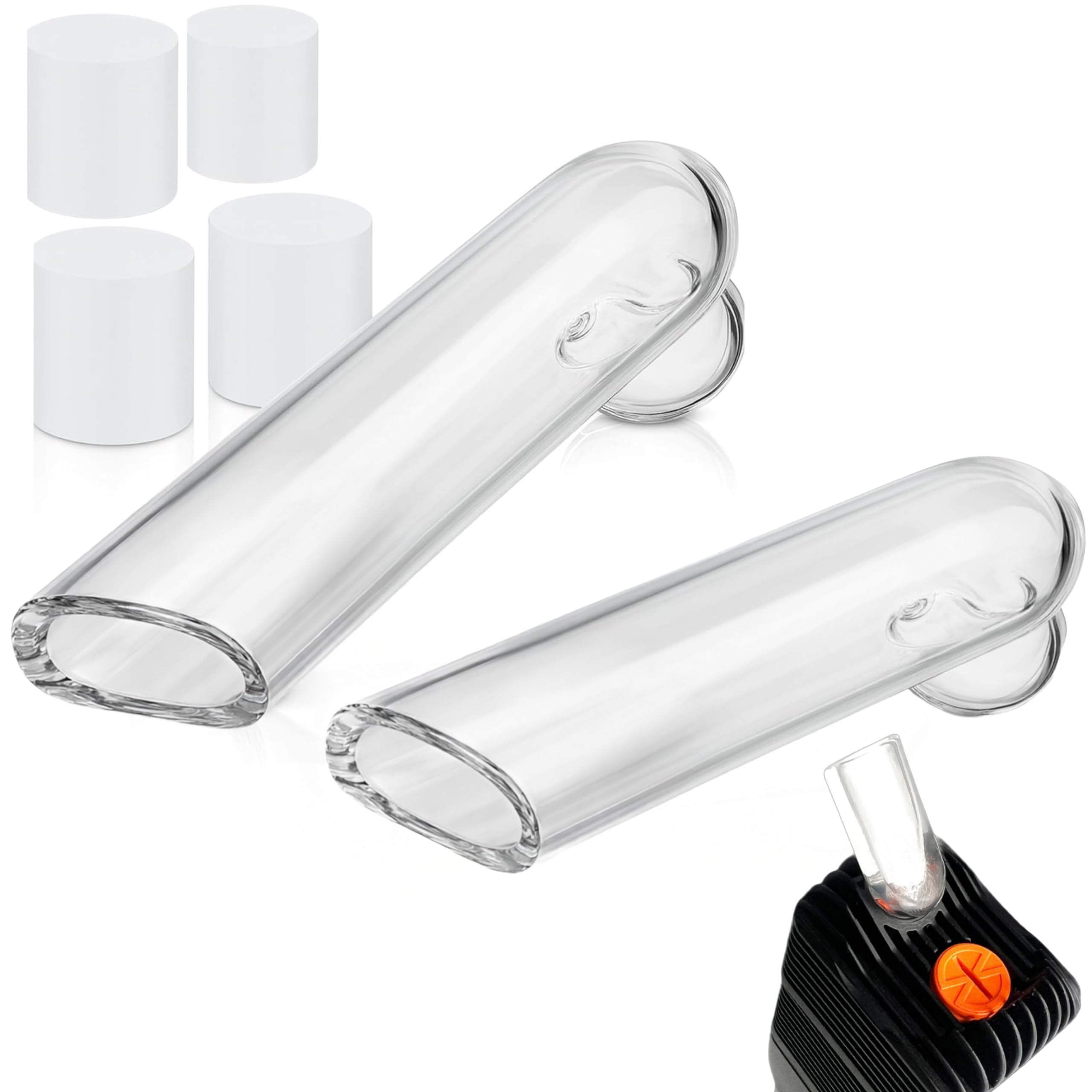 2 Pack of Glass Mouthpieces Compatible with Storz & Bickel Venty - Long Glass Replacement Accessories Mouthpiece for Venty with Silicone Attachments