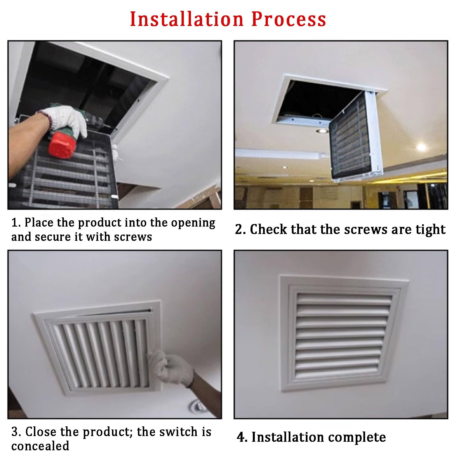 Tapa de ventilación de Pared/Techo. Rejilla de Aluminio con Lamas y Filtro. Panel de Acceso de Apertura rápida para la Abertura de Retorno del Sistema de climatización. Ideal para Ocultar tu