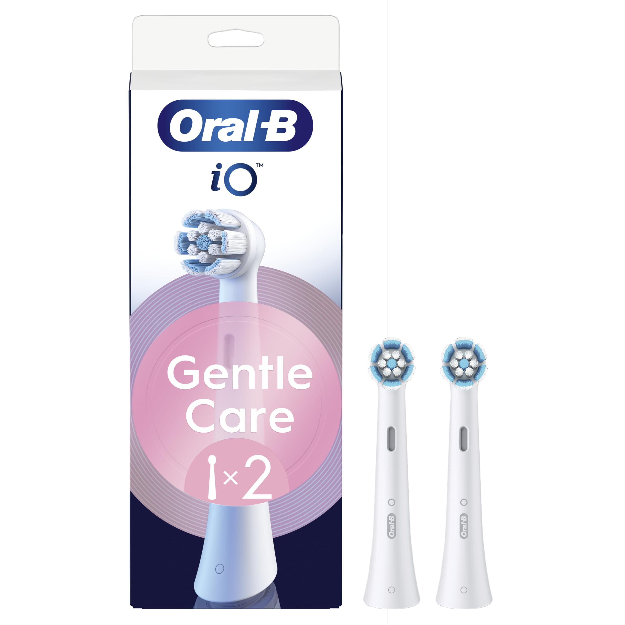 Oral-B Gentle Care Ersatzbürsten, Weiß, weich, geeignet für empfindliches Zahnfleisch, runde Bürste für elektrische Zahnbürsten, Oral B iO, 2 Stück