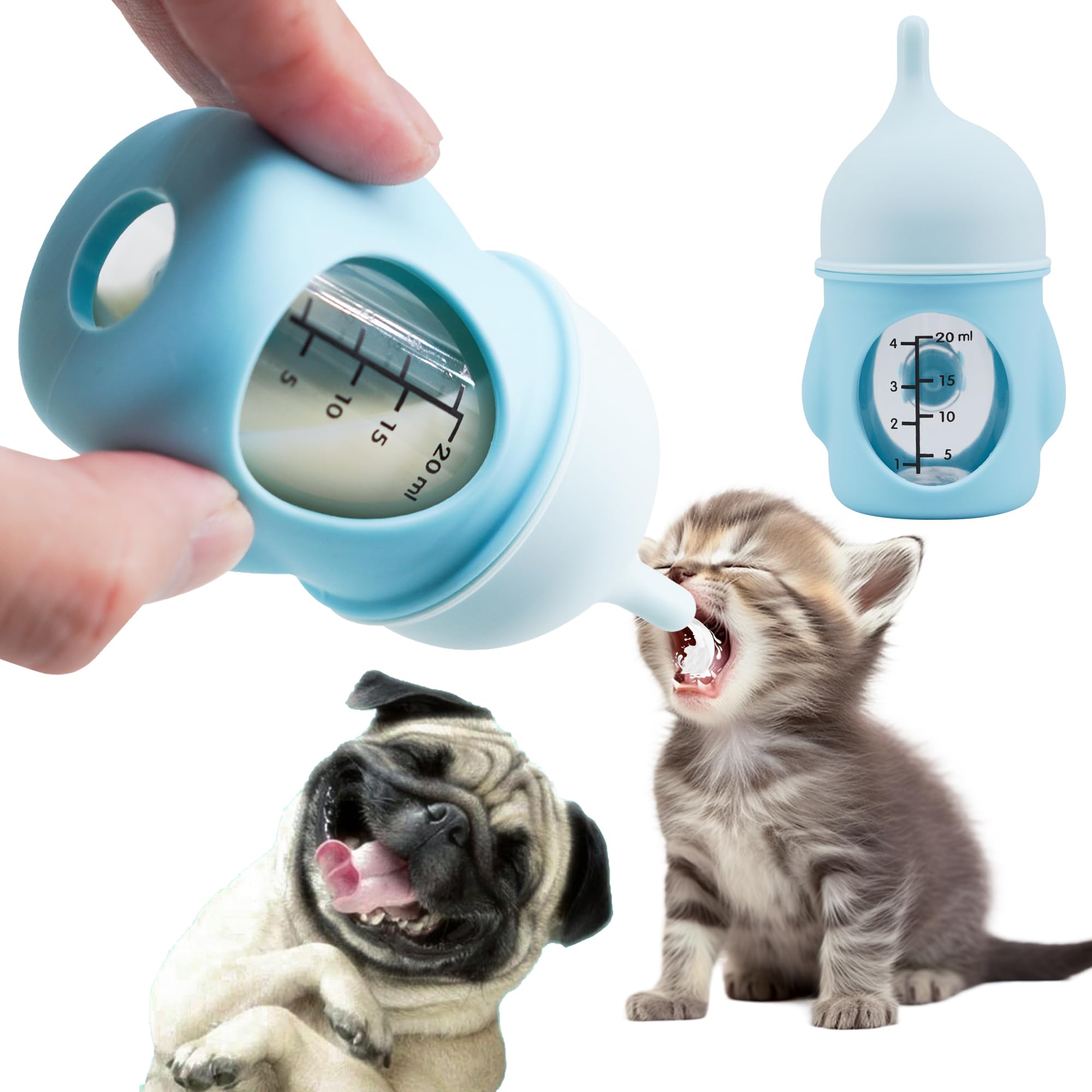 Puppy Bottles for Nursing，Kitten Bottles for Nursing，Pet Feeding Bottle，(Blue- 20ml)