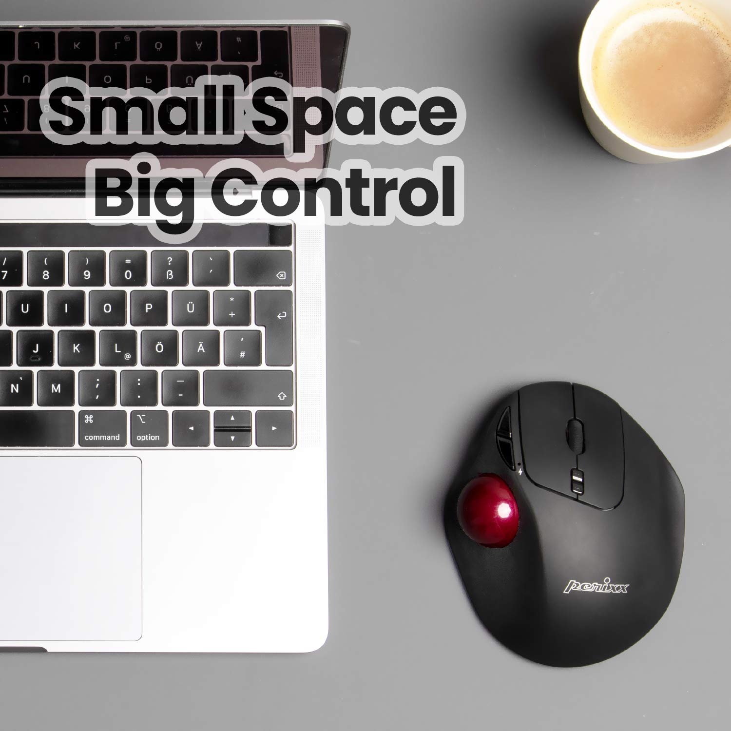 Perixx PERIPRO-304 55 mm Trackball - Glänzend - Rot - Kompatibel mit anderen Trackball Mäusen